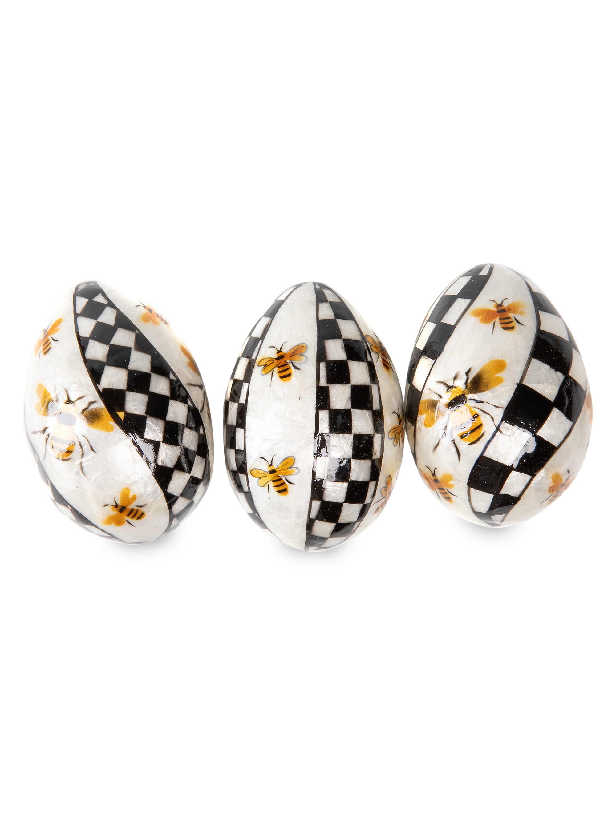 MacKenzie-Childs Queen Bee Capiz 3-Piece Egg Set