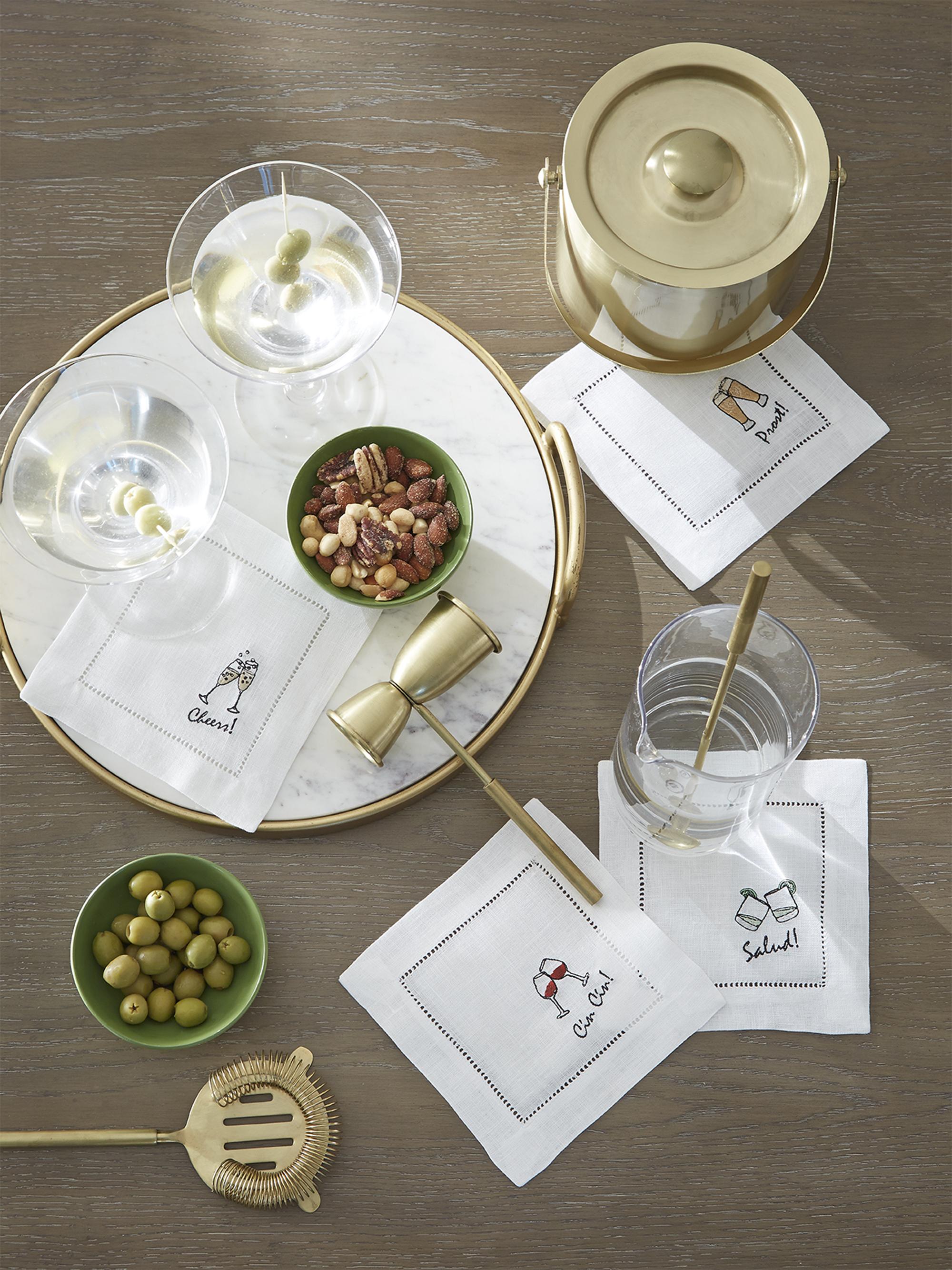 Sferra Cheers 4-Piece Cocktail Napkin Set - White