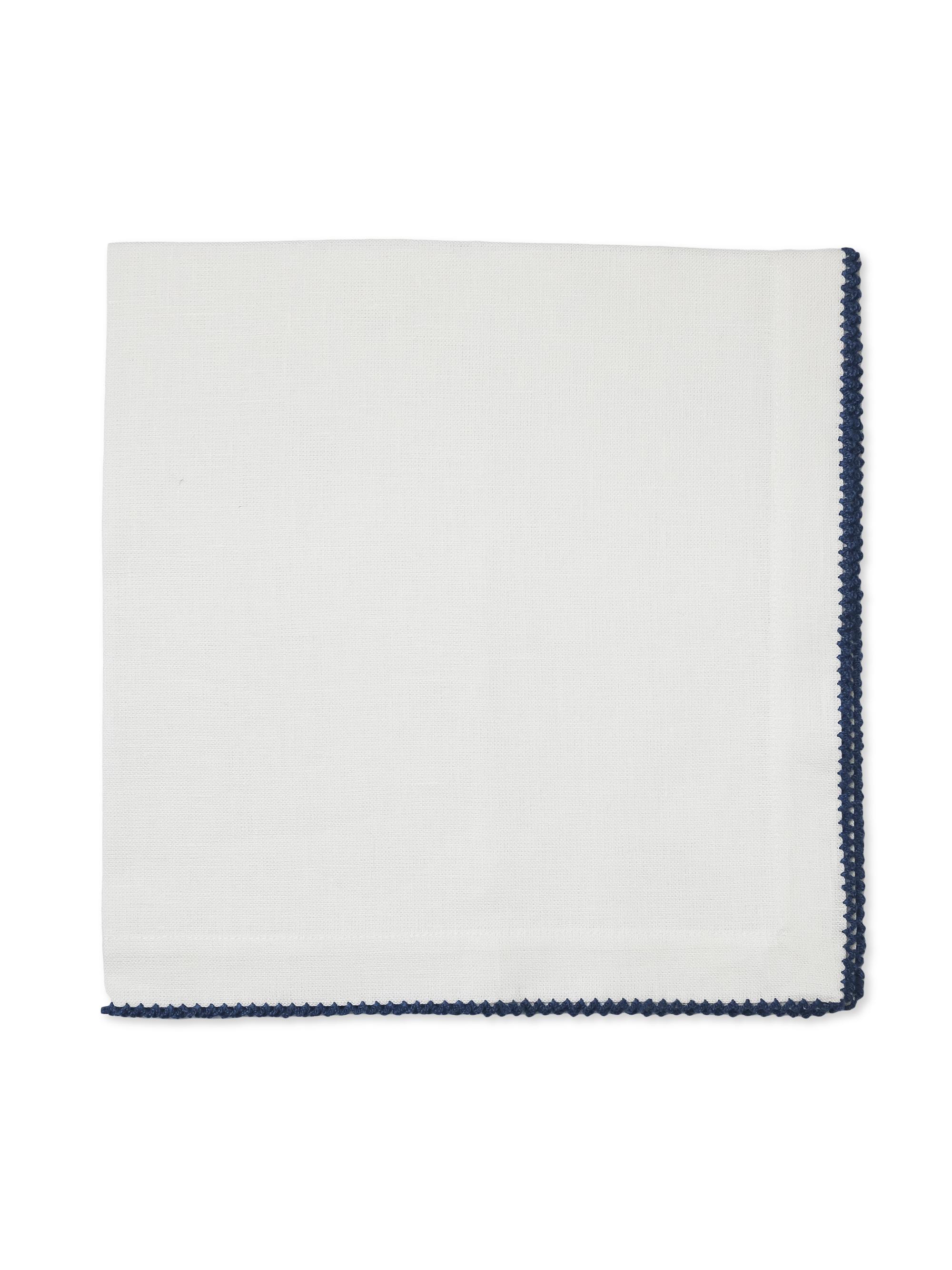 Tina Chen Designs Picot Edge 4-Piece Napkin Set - White Soldier Blue