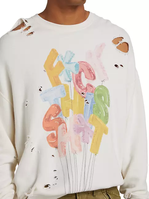 Men's Watercolor Giant Monogram Crewneck Sweatshirt Cotton Blend