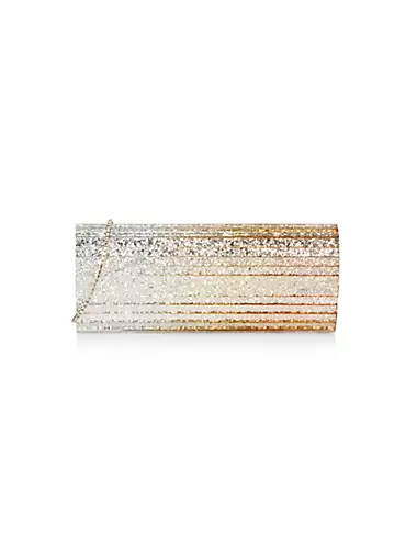 Jimmy Choo Ellipse Champagne Sparkly Lace Clutch Bag in Metallic