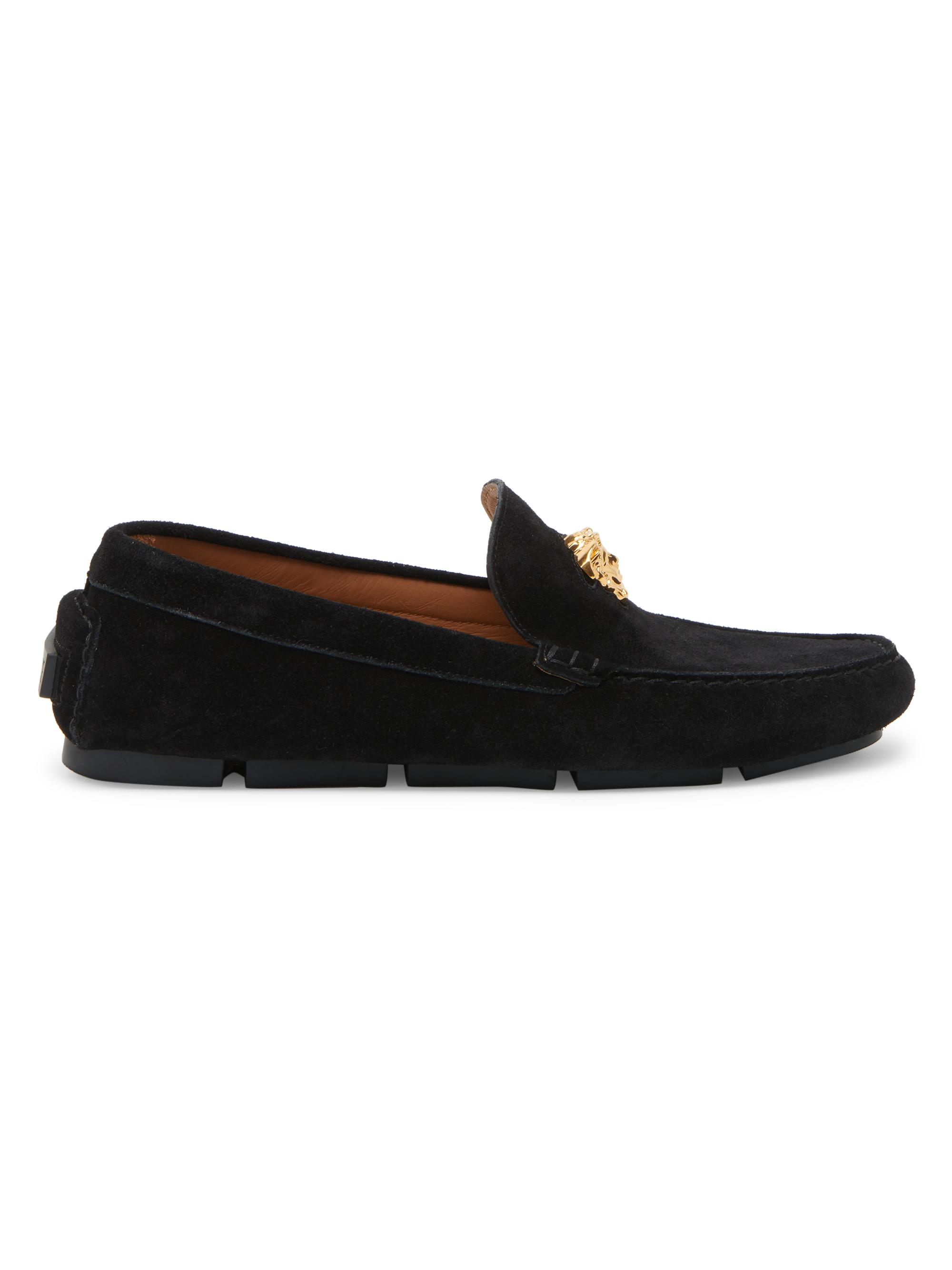 Versace Men's Suede Driver Loafers - Black