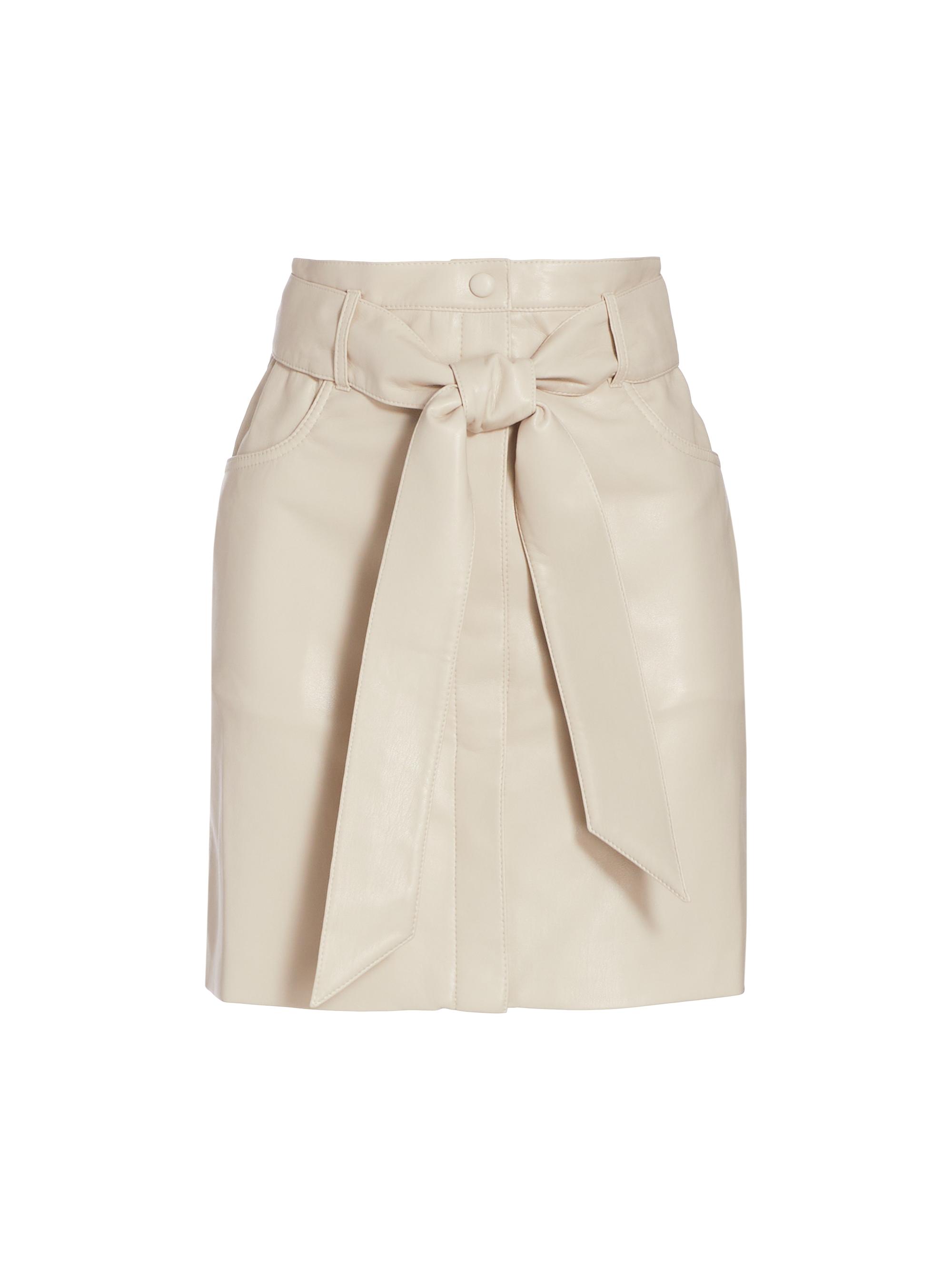 Nanushka Women's Meda Belted Faux Leather Miniskirt - Creme