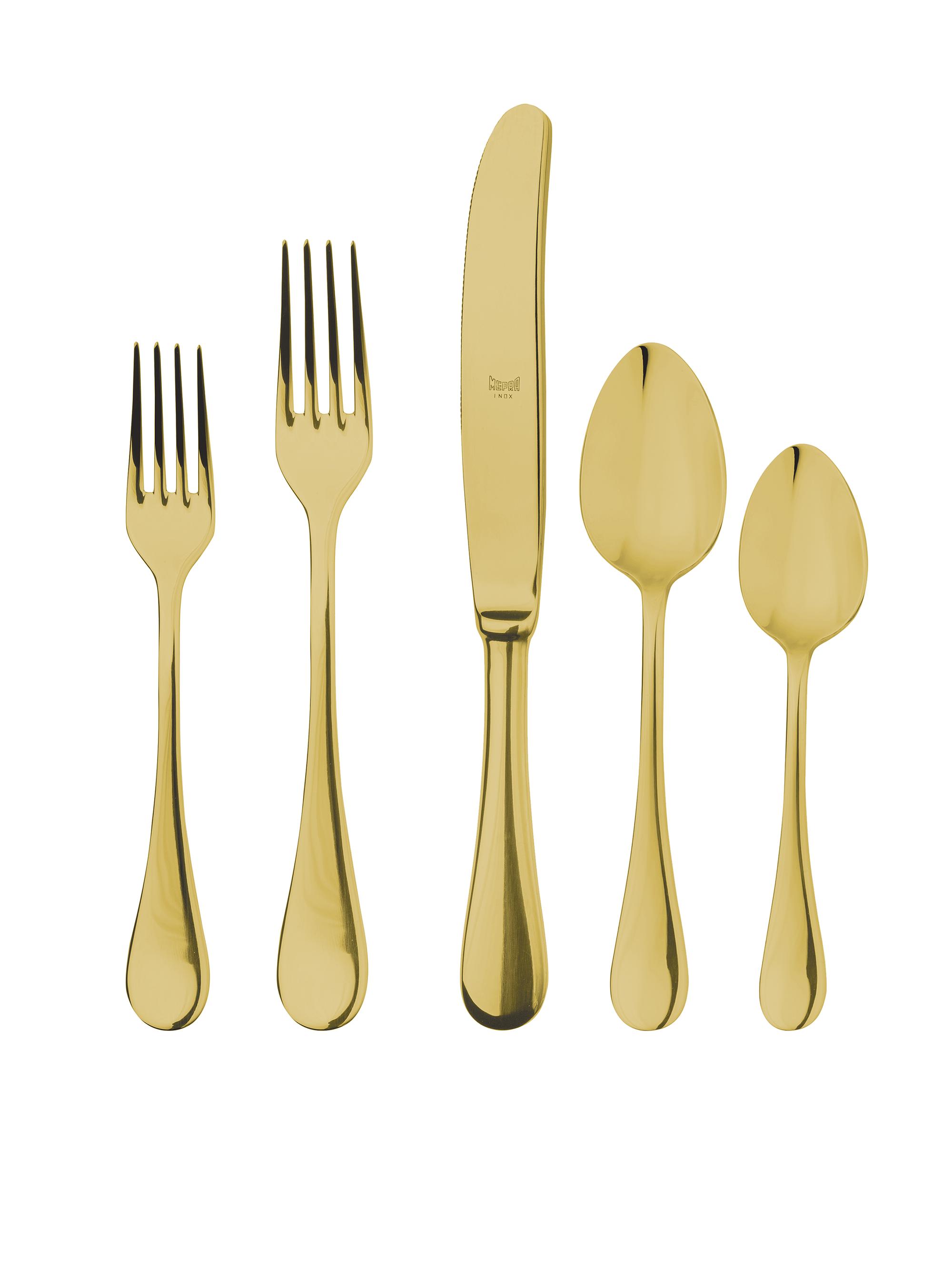 Mepra Brescia 5-Piece Flatware Set - Shiny Gold