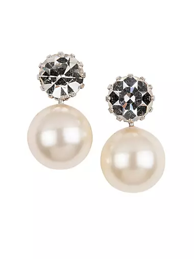 Ines 18K Gold-Plated, Crystal & Glass Pearl Earrings