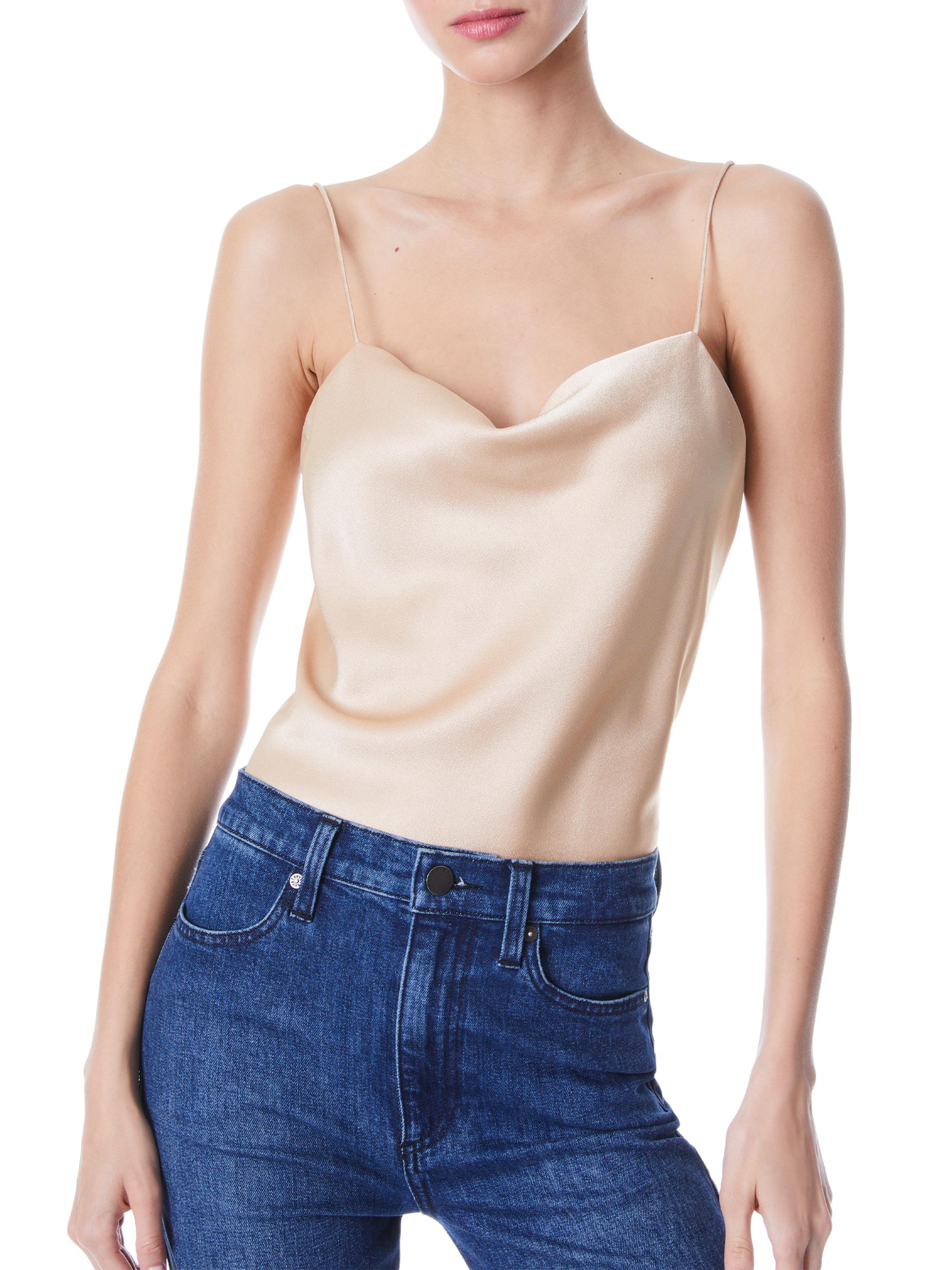 Alice + Olivia Harmon Draped Satin Tank Top | Saks Fifth Avenue