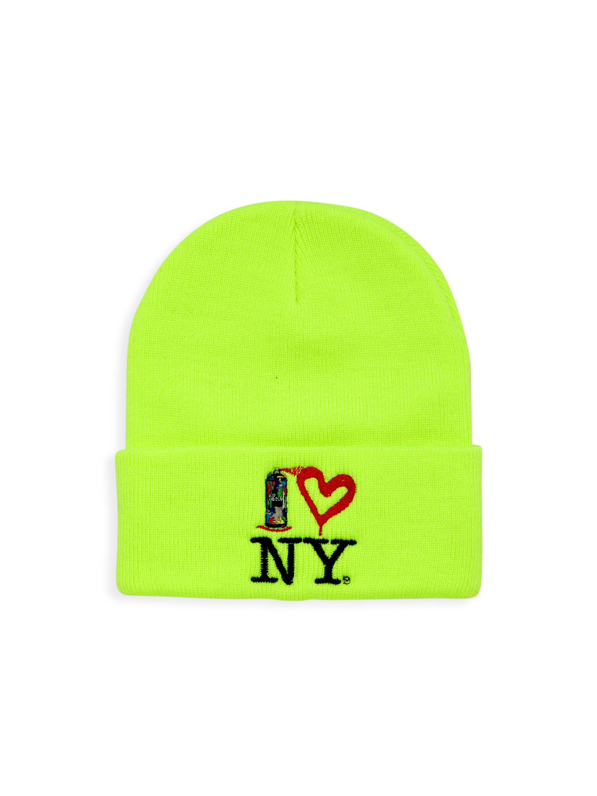 PiccoliNY Spray Paint New York Knit Beanie - Neon Yellow