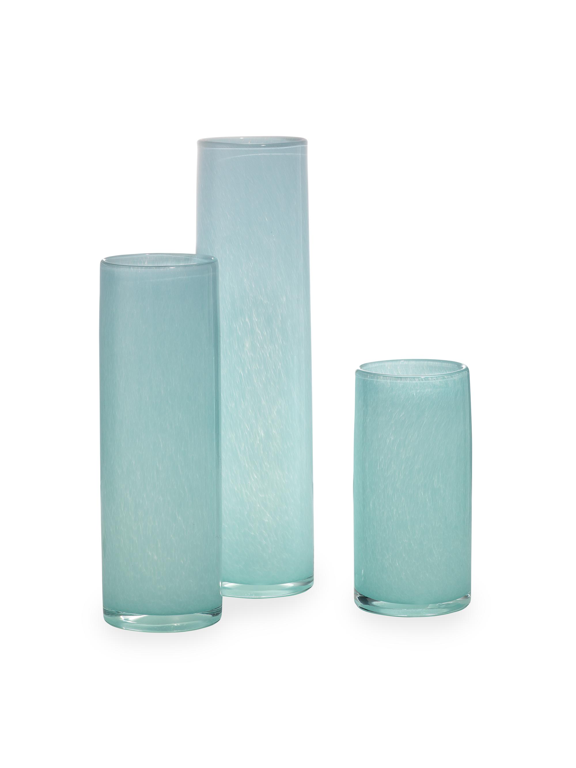 Jamie Young Co. Gwendolyn Three-Piece Hand-Blown Glass Vase Set - Sky Blue