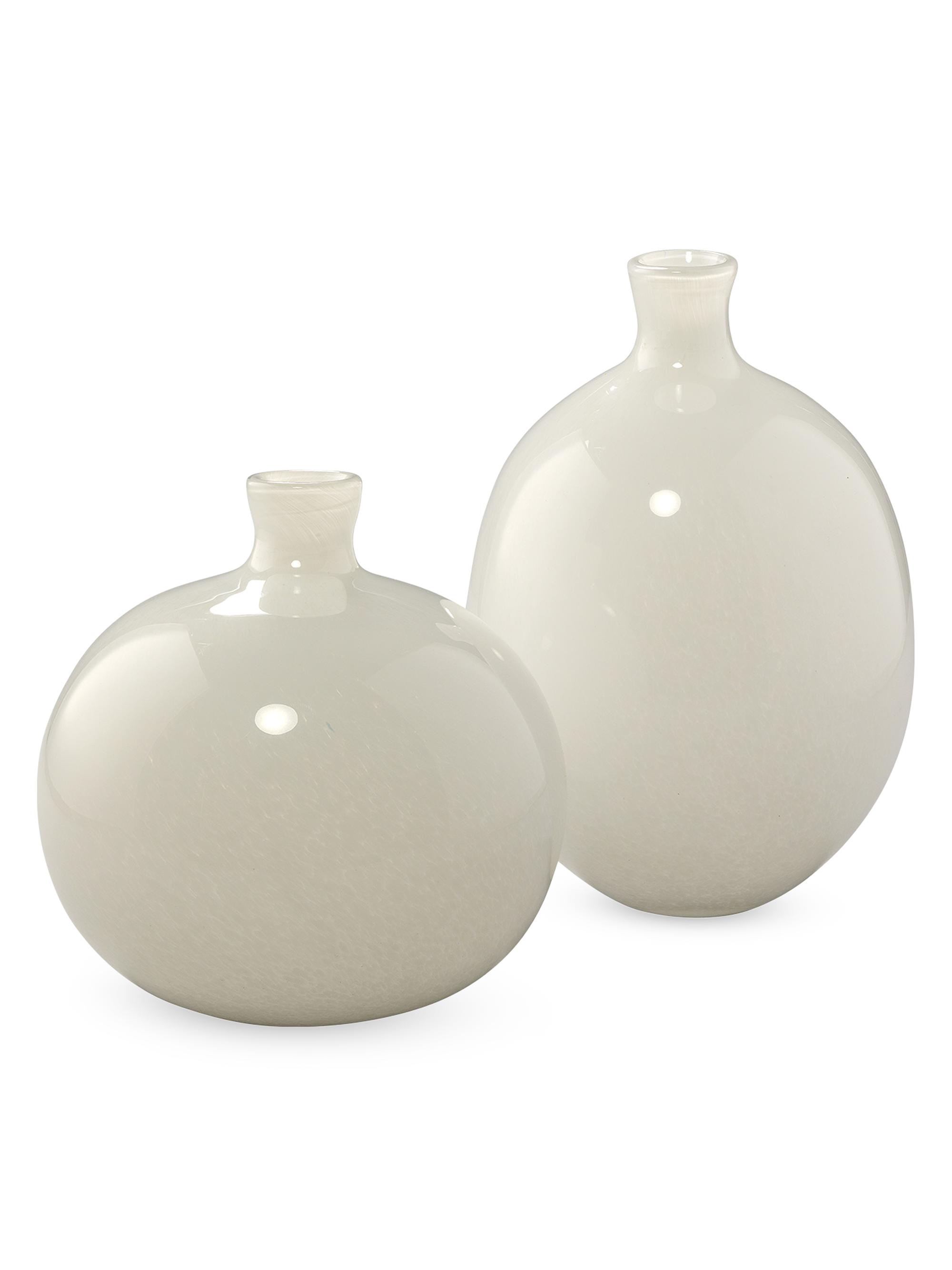 Jamie Young Co. Minx Decorative Glass Two-Piece Vase Set - White Glass