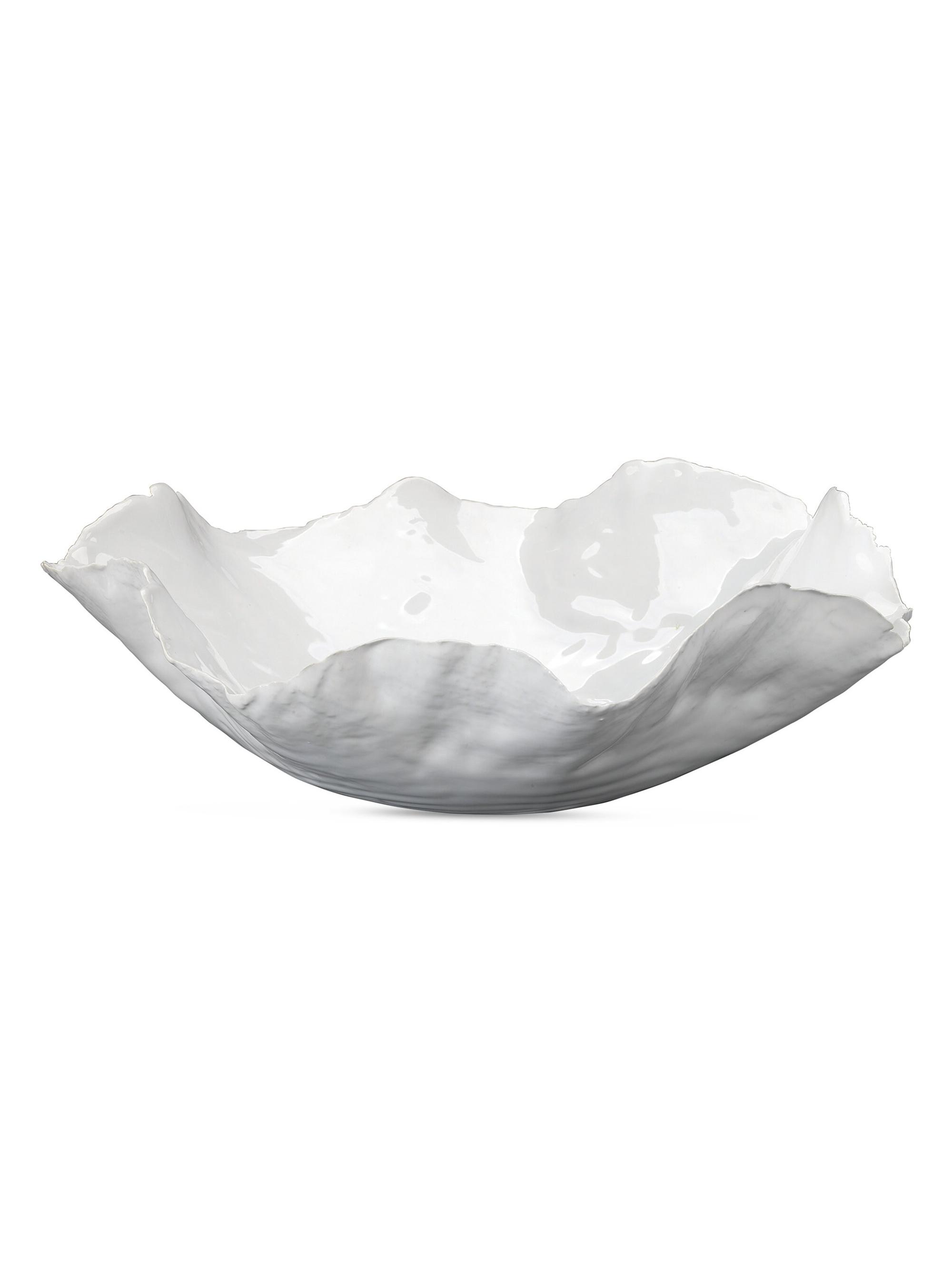 Jamie Young Co. Peony Large White Catchall Bowl - White Cera