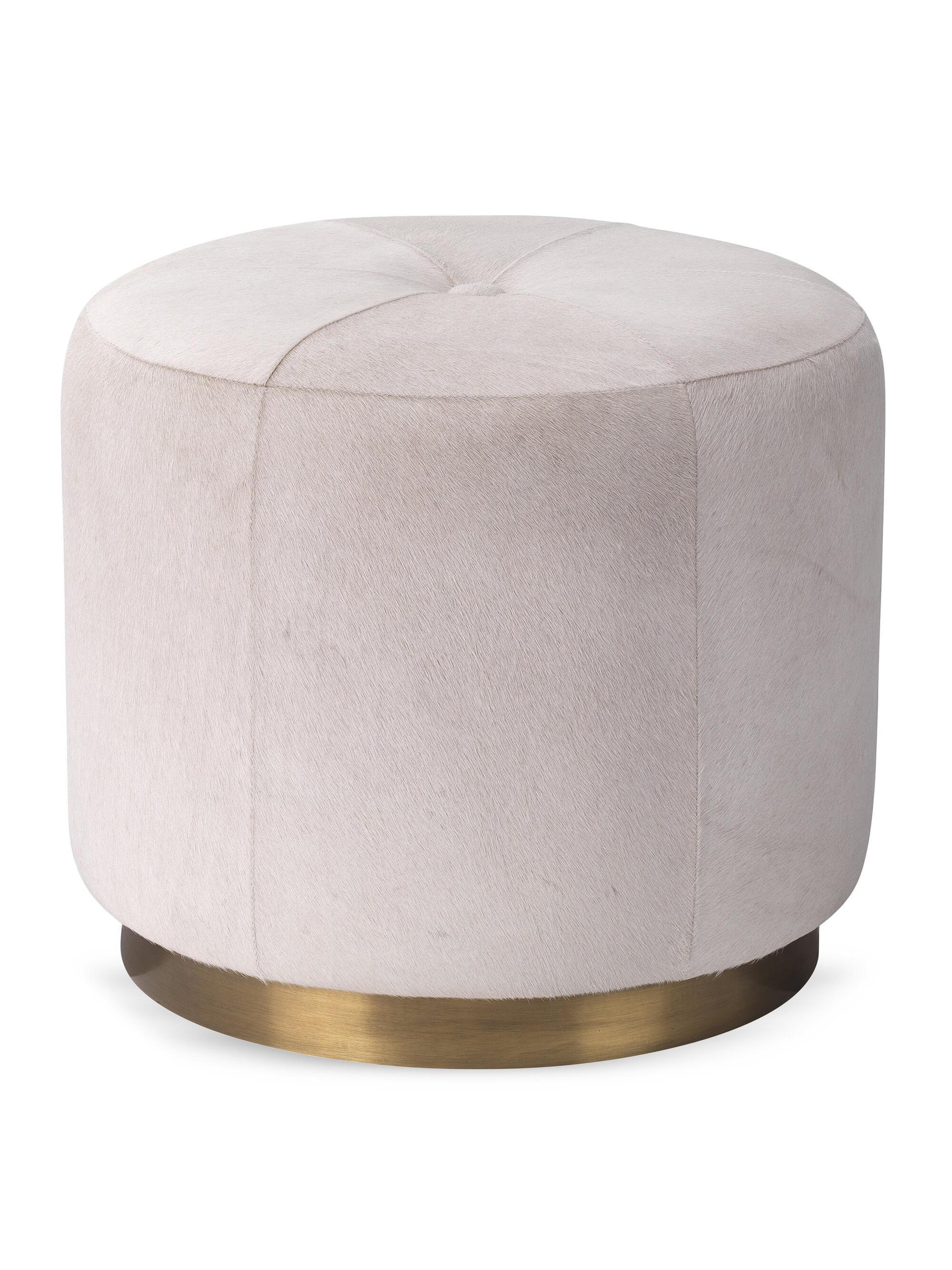Jamie Young Co. Thackeray Small Round Pouf - White Hide