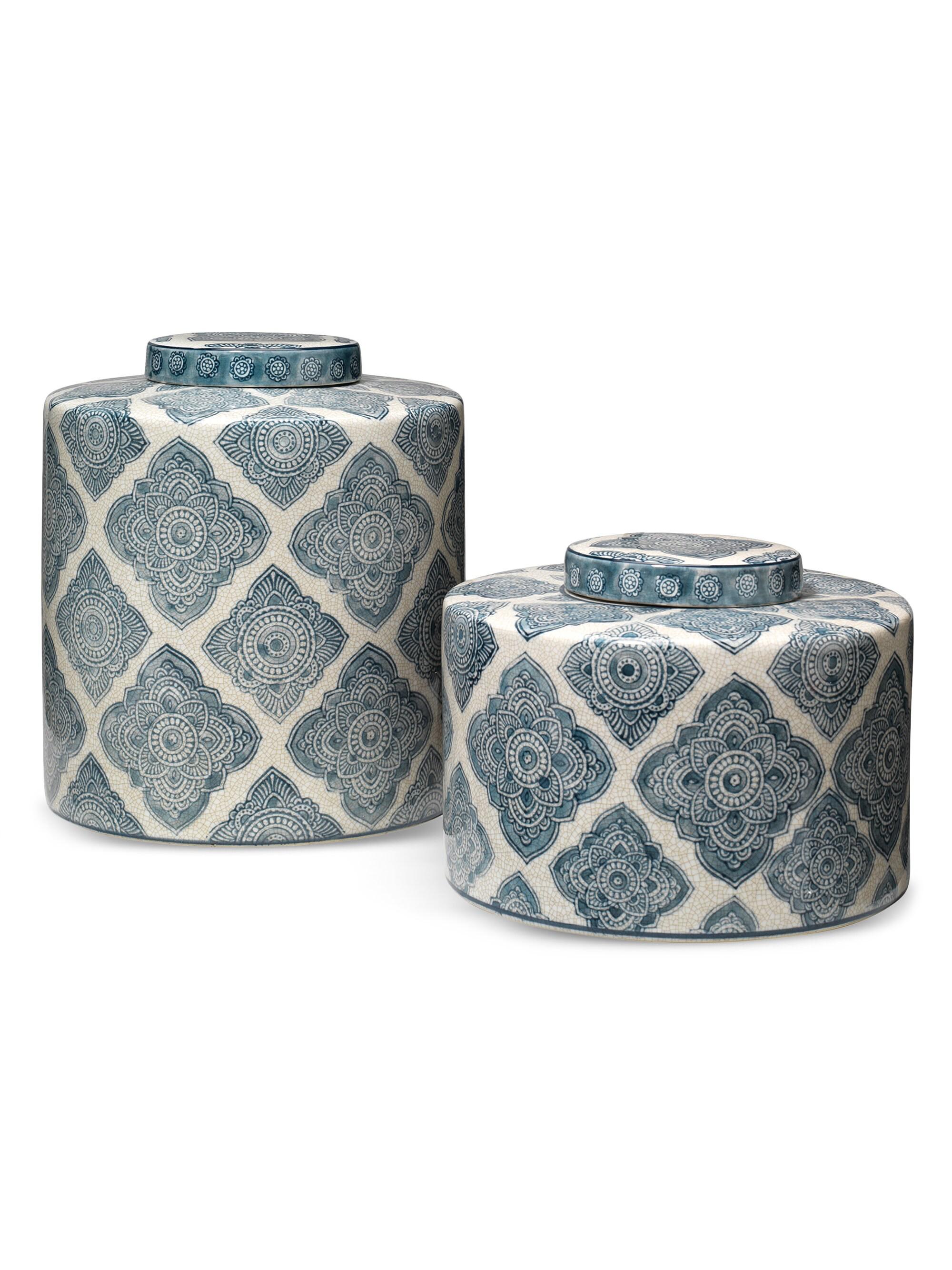 Jamie Young Co. Oran Two-Piece Ceramic Canister Set - Blue And White