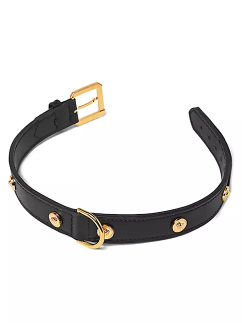 Versace Studded Leather Pet Collar - Black
