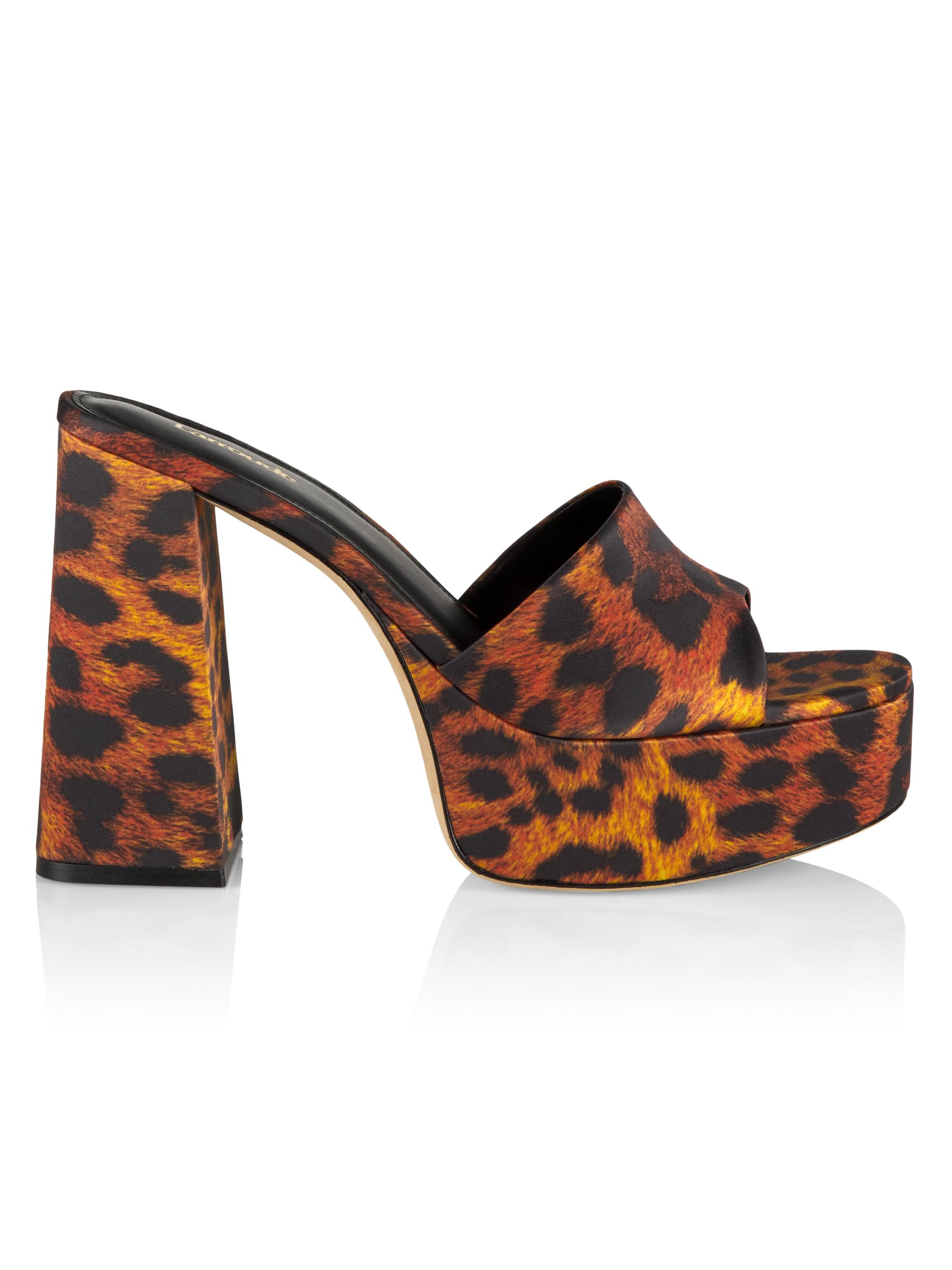 Larroudé Women's Dolly Leopard-Print Satin Platform Mules - Satin Leopard