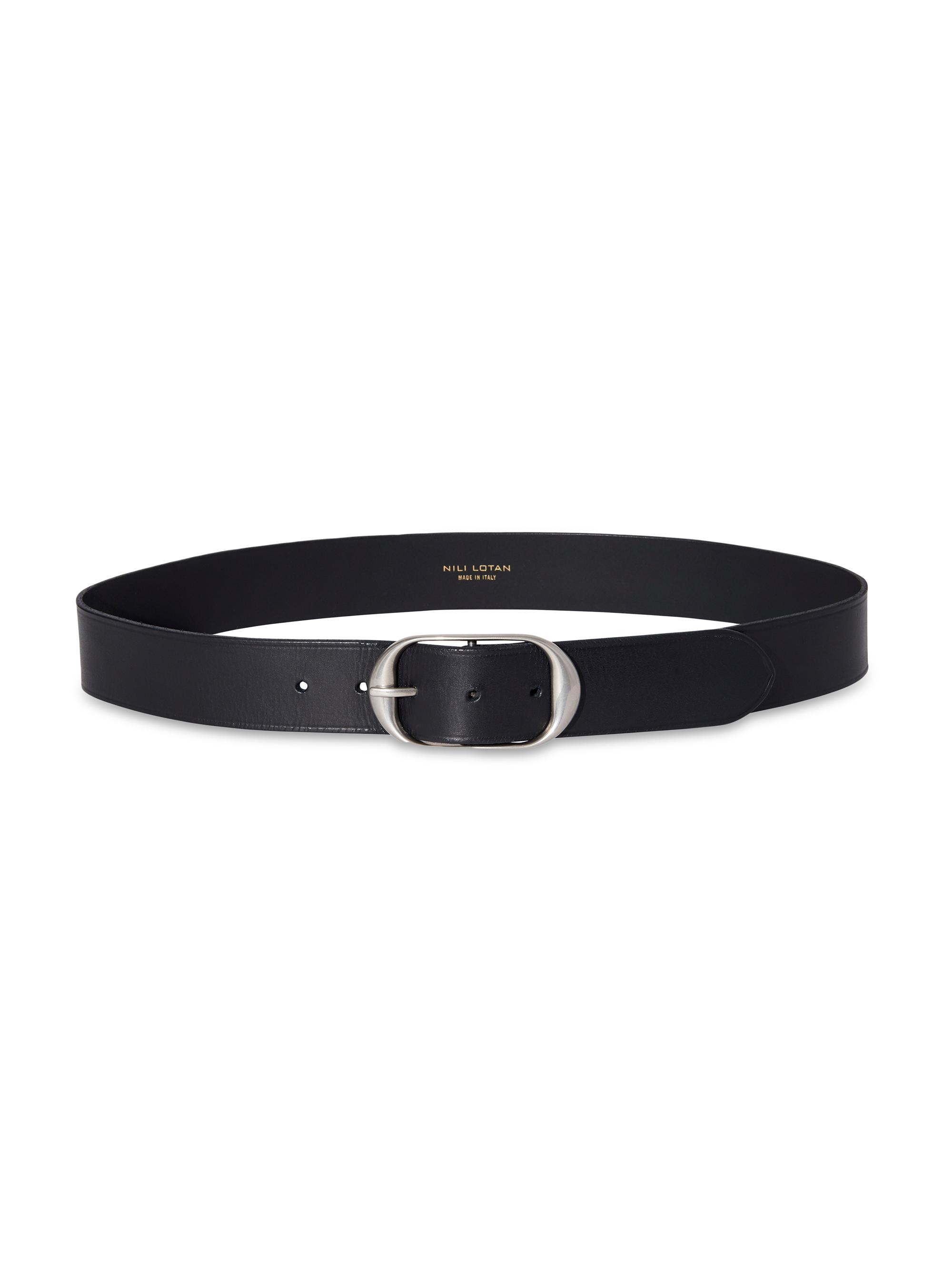 Nili Lotan Women's Nili Leather Belt - Black Silver
