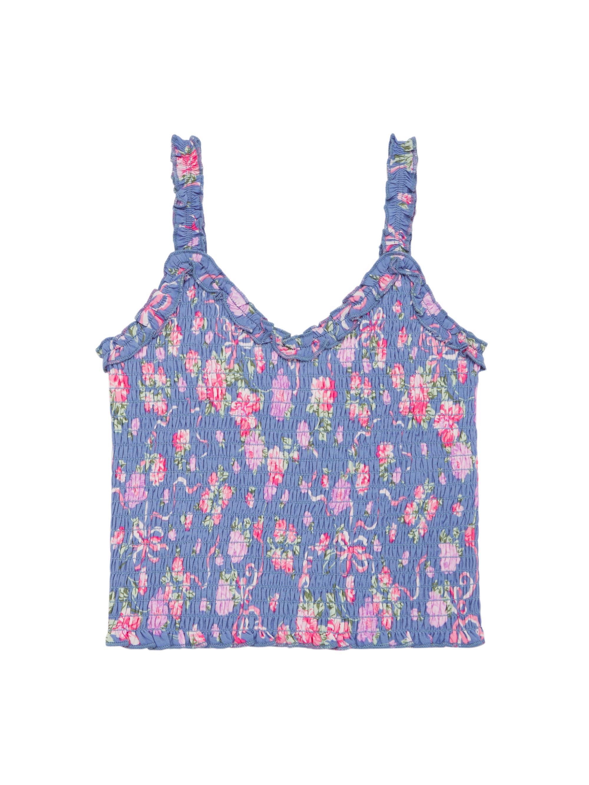 KatieJ NYC Girl's Shari Top - Blue Bow Floral