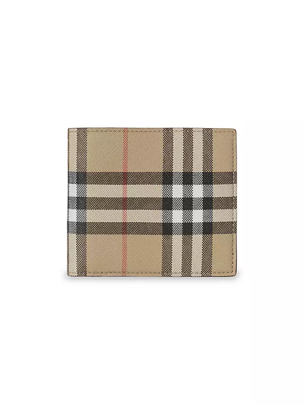 Shop Burberry Plaid Polyester Bifold Wallet