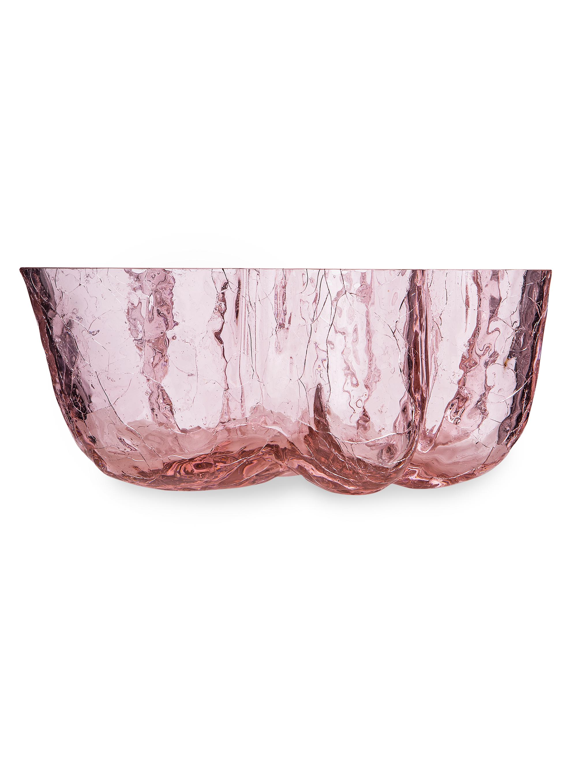Kosta Boda Crackle Serving Bowl - Pink