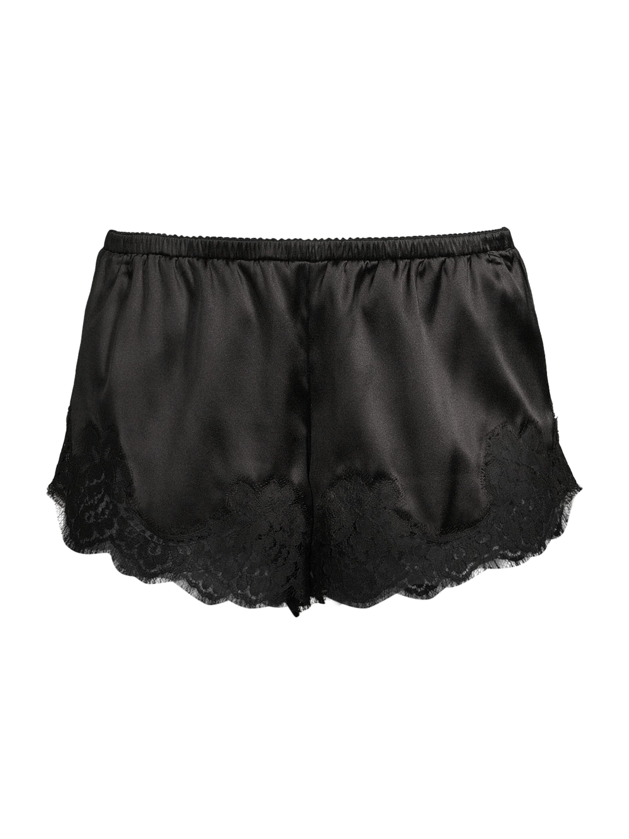 Dolce & Gabbana Women's Elasticized Silk & Lace Shorts - Nero