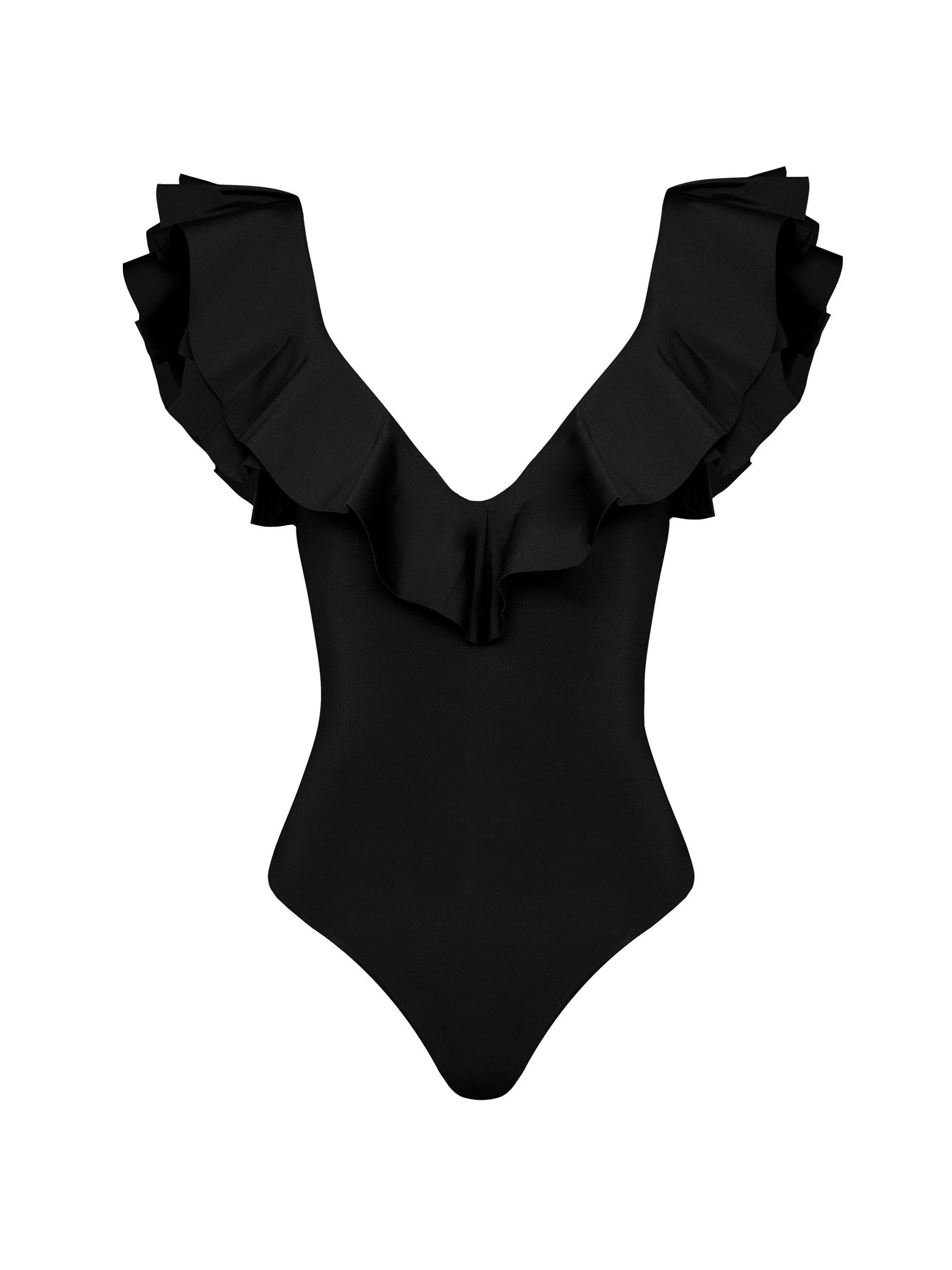 Maygel Coronel Women's Santa Ruffle One-Piece Swimsuit - Black