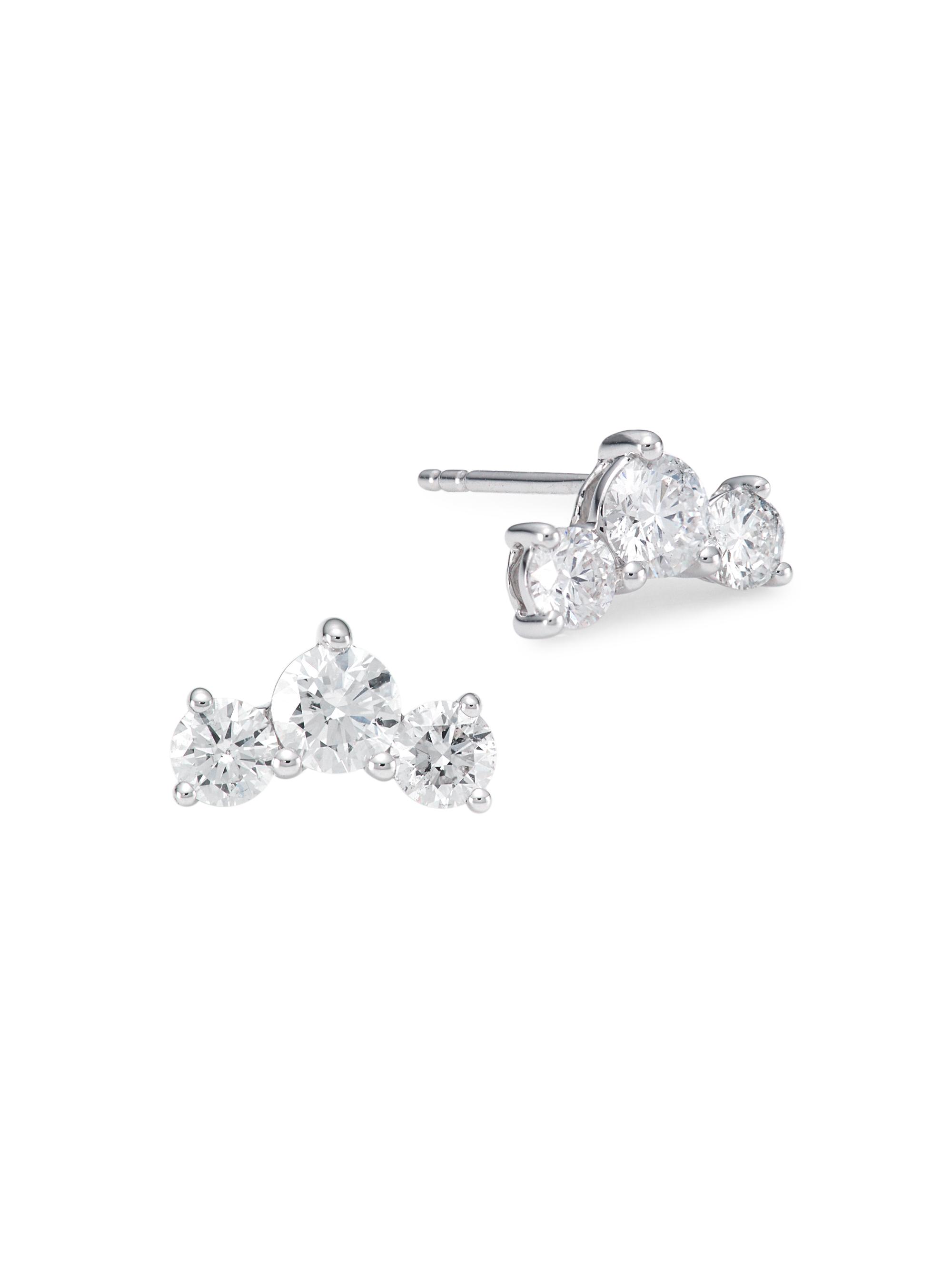 Saks Fifth Avenue Collection Women's 14K White Gold & 1.00 TCW Diamond Trio Stud Earrings