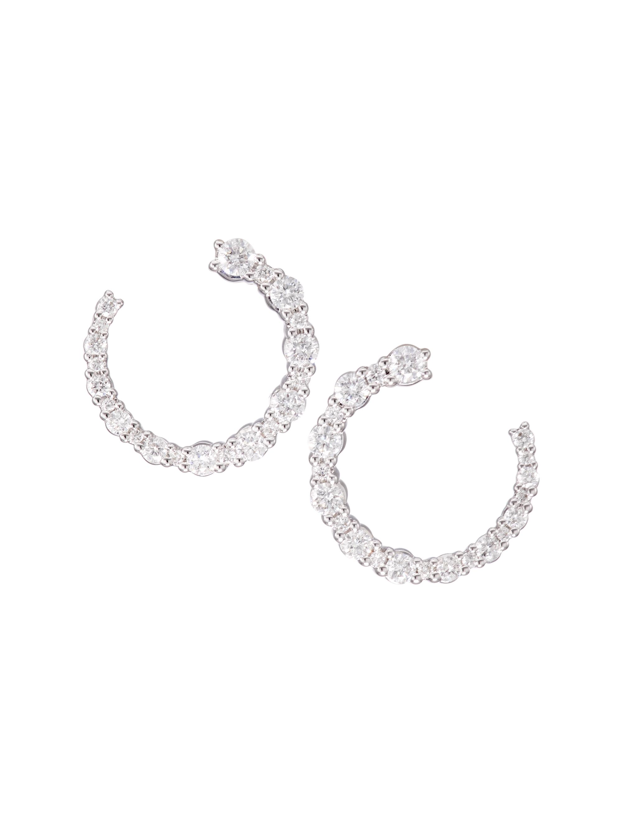 Saks Fifth Avenue Collection Women's 14K White Gold & 0.75 TCW Diamond Side Hoop Earrings