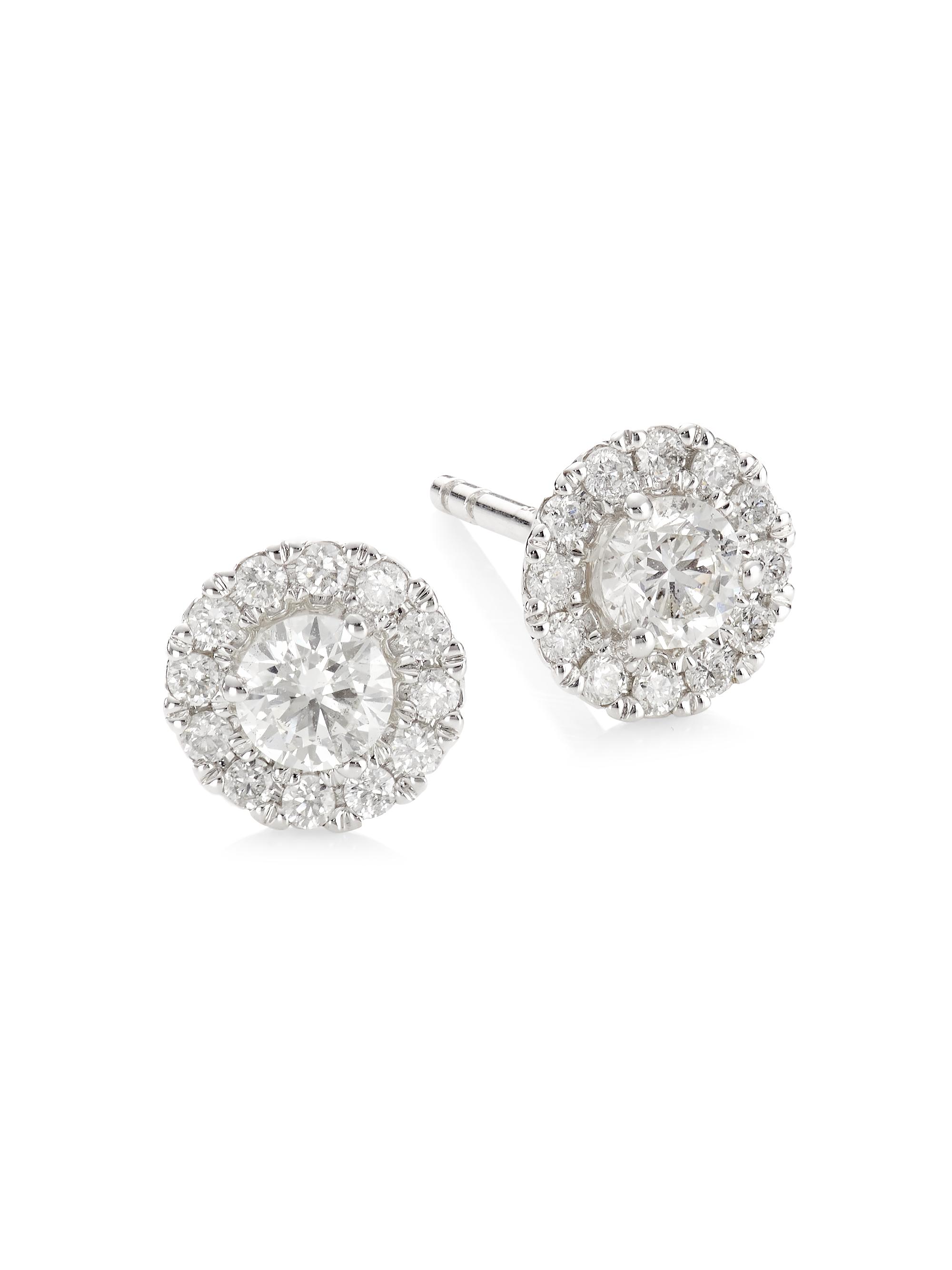 Saks Fifth Avenue Collection Women's 14K White Gold & 0.5 TCW Diamond Halo Stud Earrings