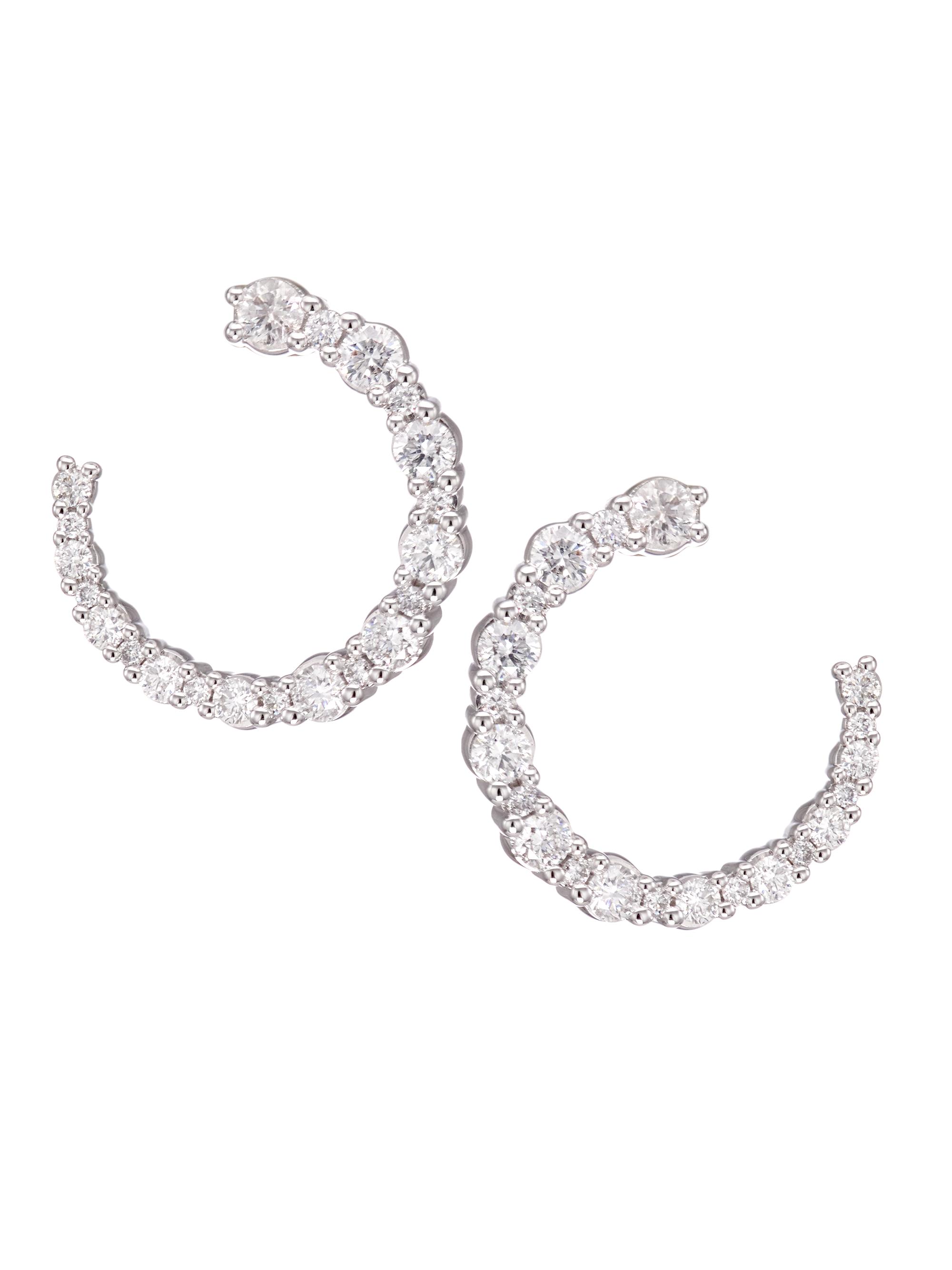 Saks Fifth Avenue Collection Women's 14K White Gold & 1.50 TCW Diamond Swirl Hoop Earrings