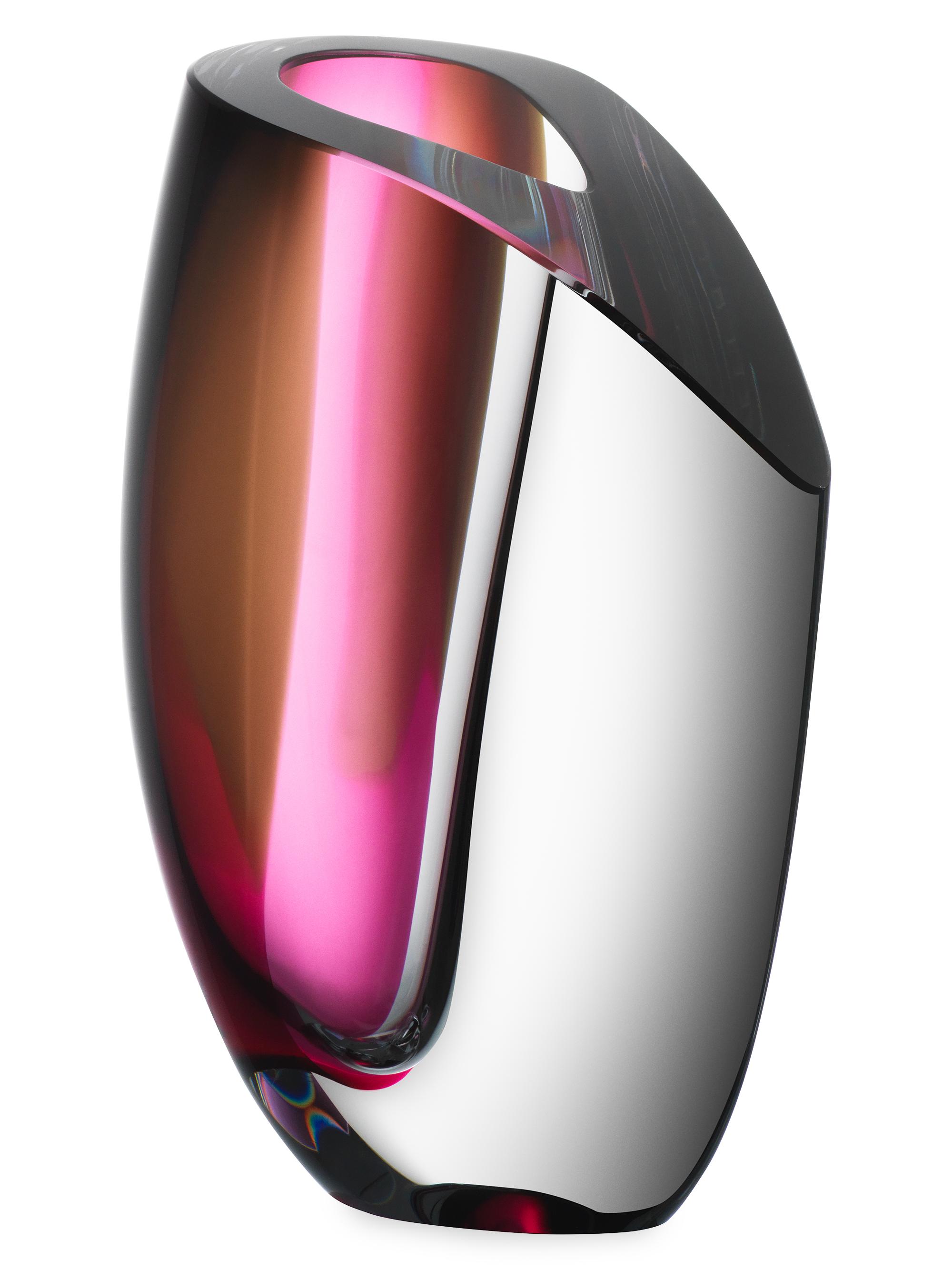 Kosta Boda Mirage Vase - Grey Red