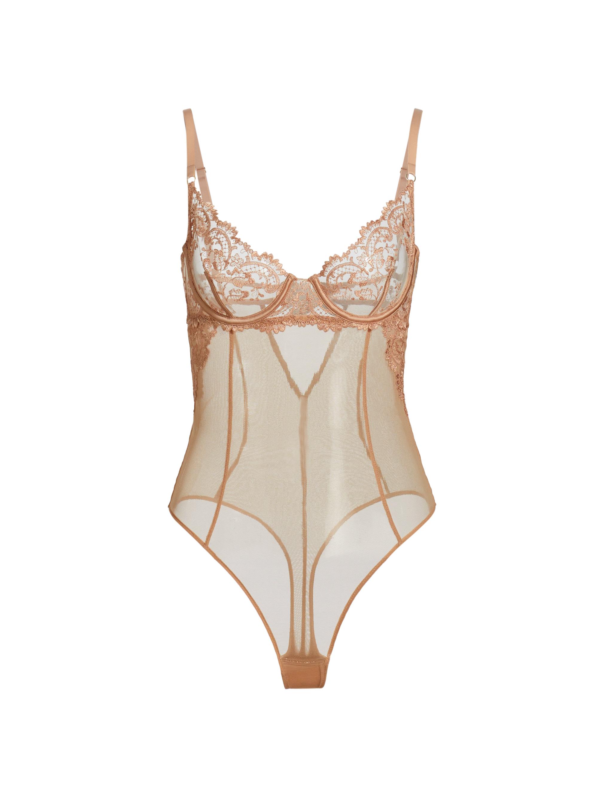 Kiki de Montparnasse Women's Juliette Floral Mesh Bodysuit - Fawn