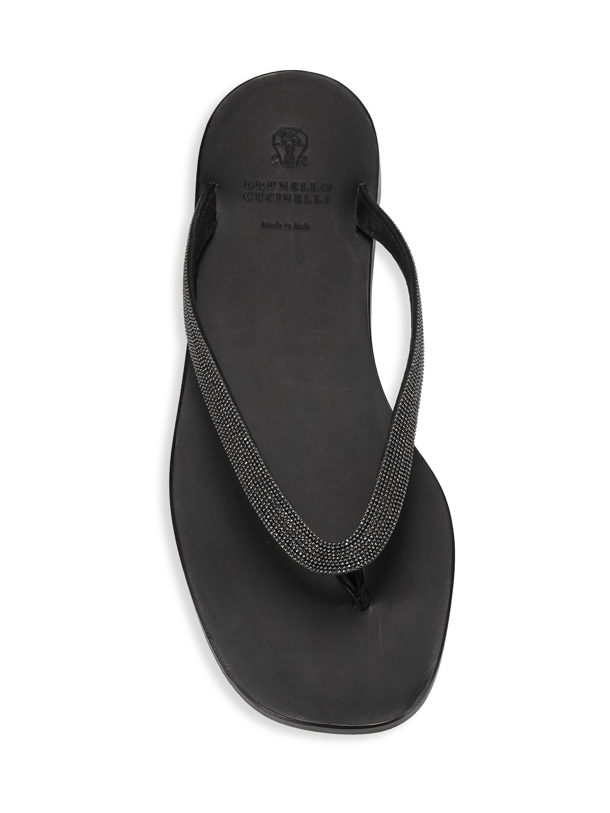 BRUNELLO CUCINELLIレディースサンダル Brunello Cucinelli Bead-Embellished Leather Thong Sandals