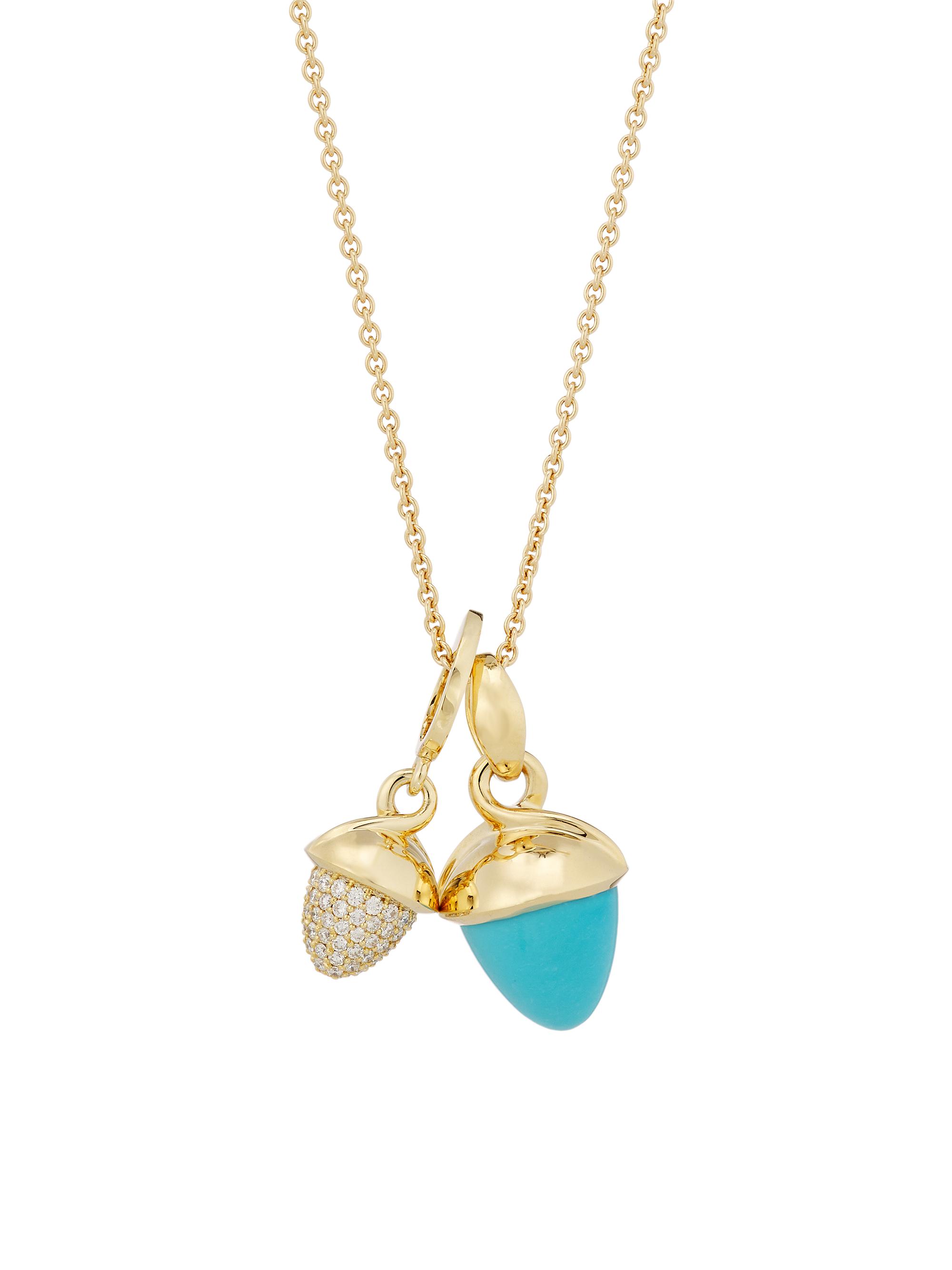 Tamara Comolli Women's Mikado 18K Yellow Gold, Turquoise & Pavé Diamond Acorn Pendant Necklace - Gold Blue