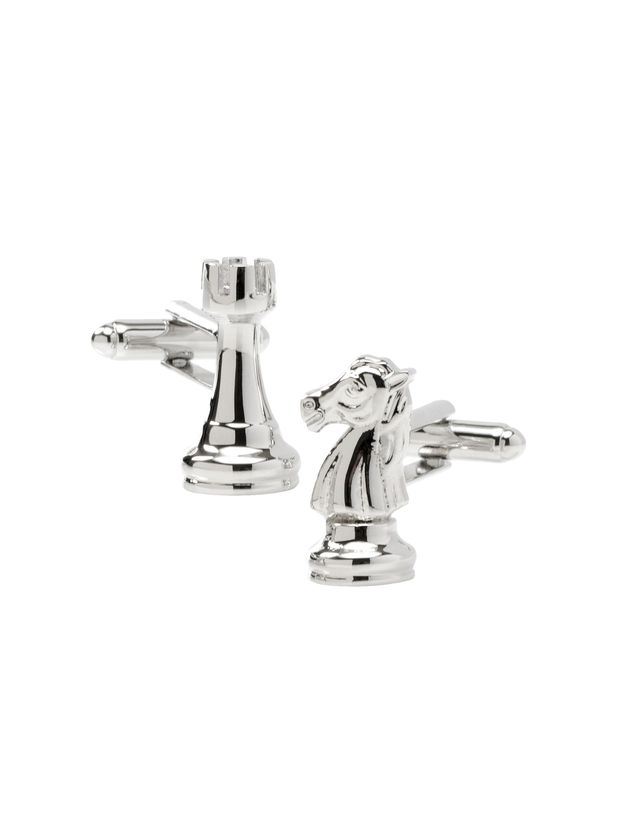 Cufflinks, Inc. Men's Knight & Rook Chess Pieces Cufflinks - Silver