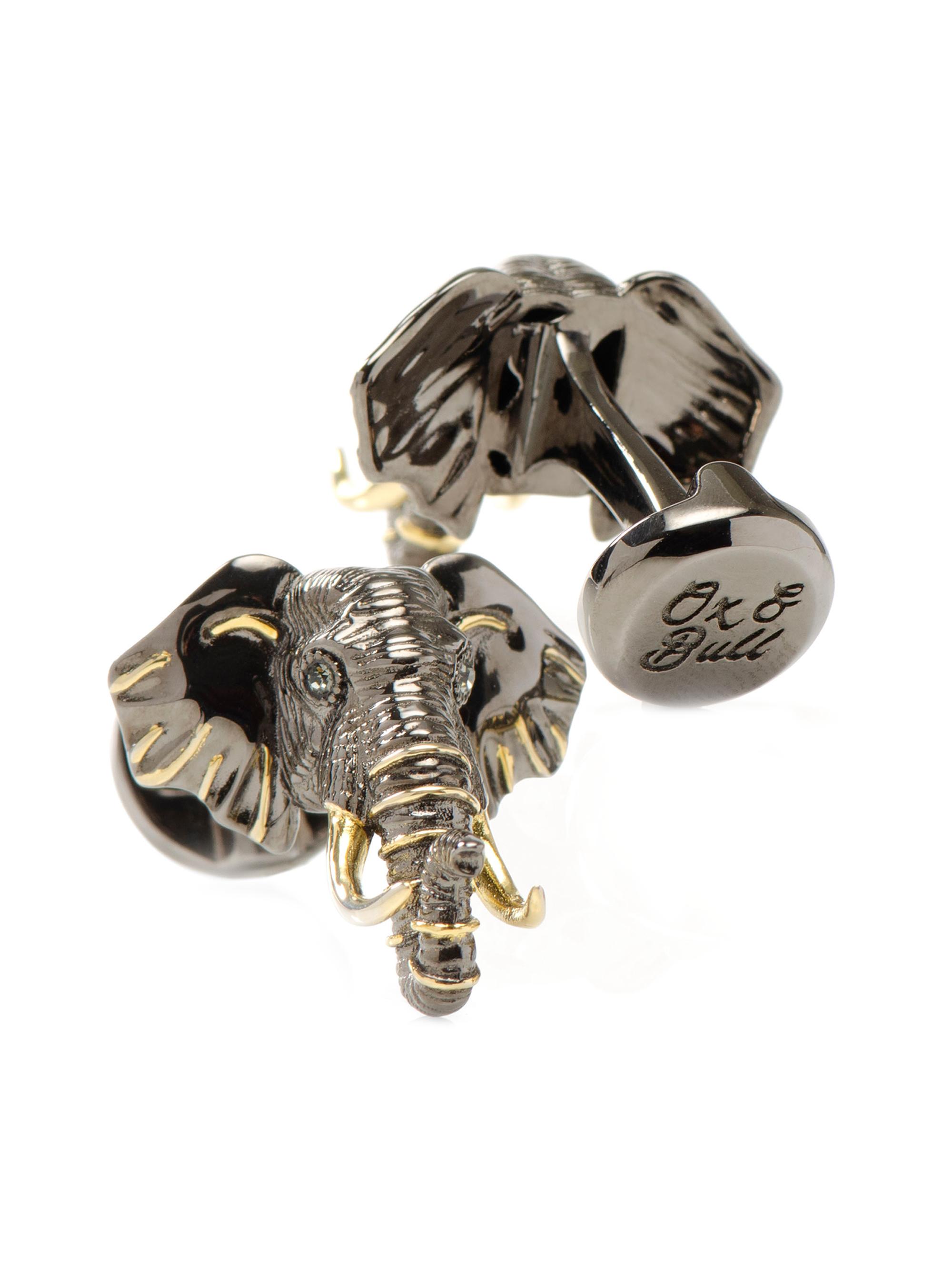 Cufflinks, Inc. Men's Sterling SIlver & 14K Gold Elephant Cufflinks - Gunmetal