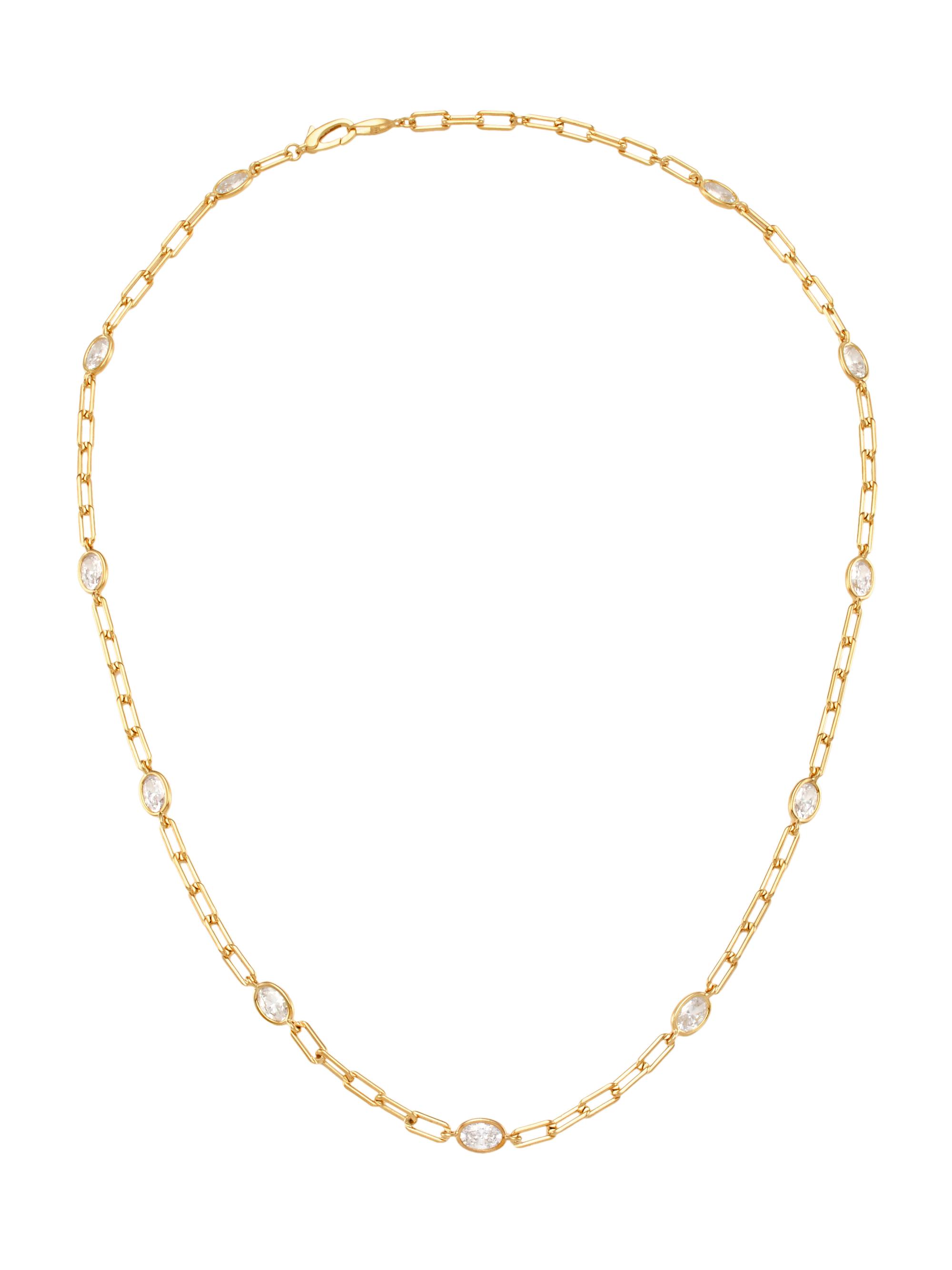 Adriana Orsini Women's Elevate 18K-Gold-Plated & Oval Cubic Zirconia Paper Clip Station Necklace - Gold