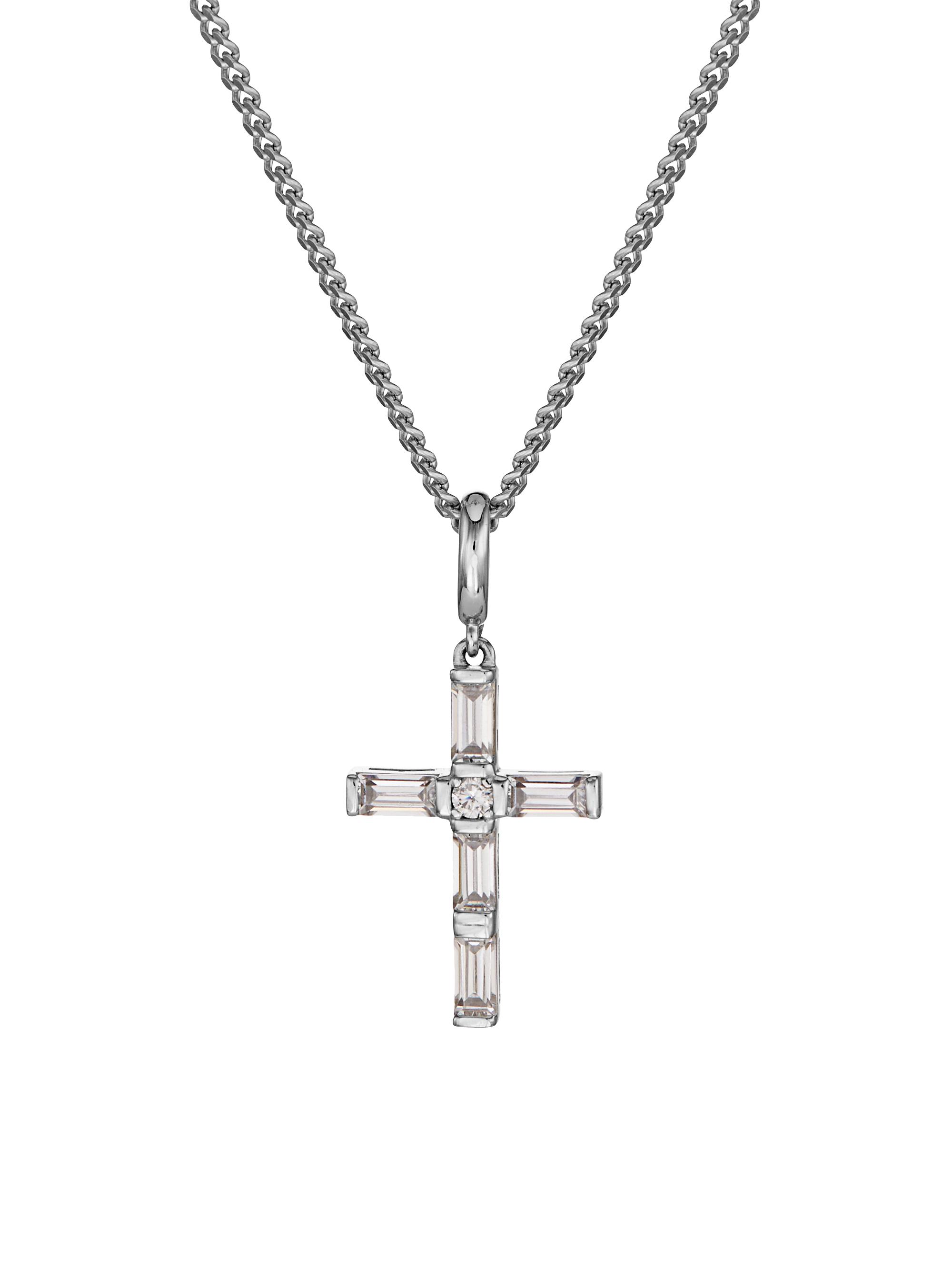 Adriana Orsini Women's Elevate Cubic Zirconia Cross Necklace - Silver