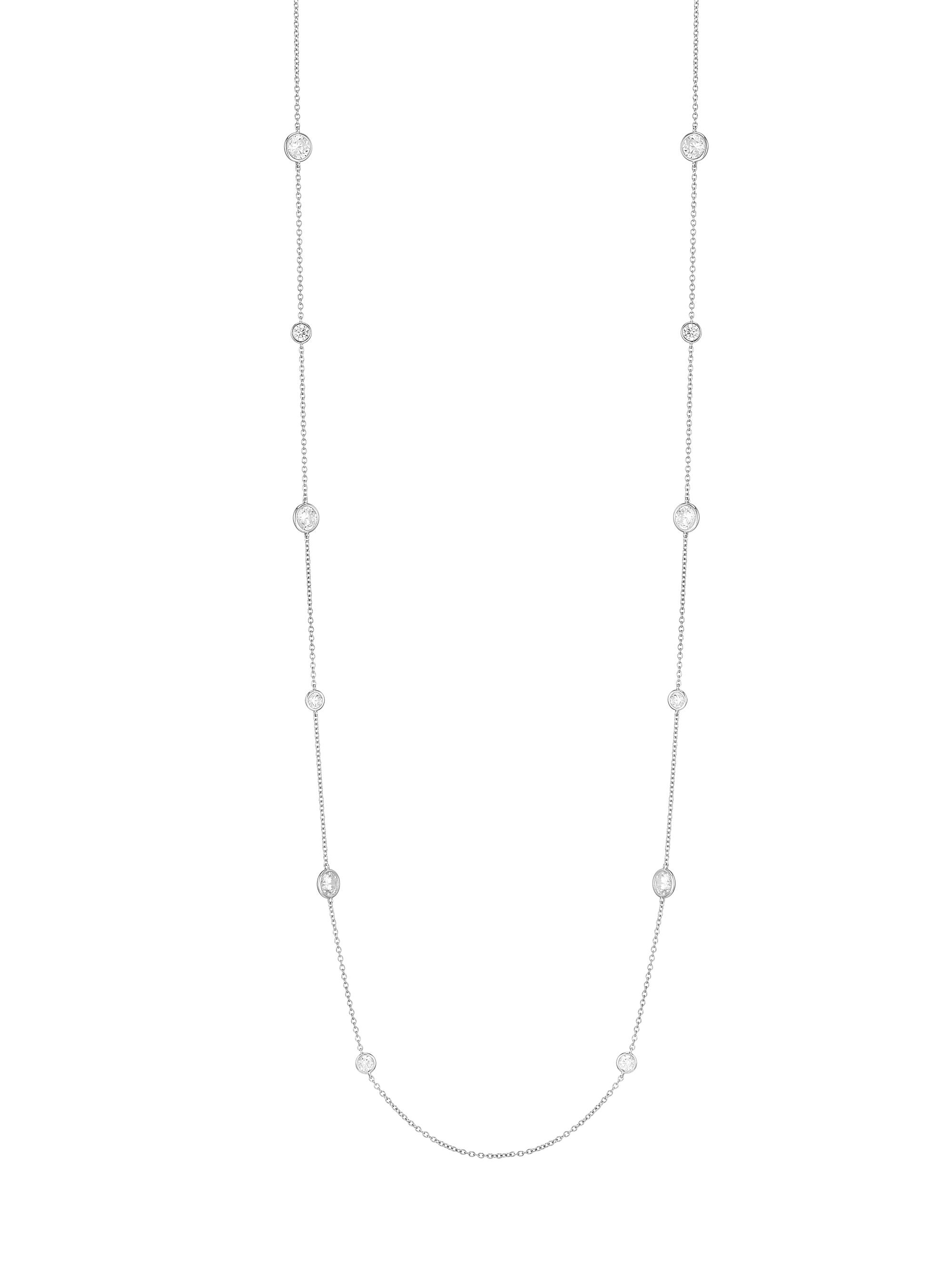 Adriana Orsini Women's Elevate Cubic Zirconia Paper Clip Station Necklace - Silver