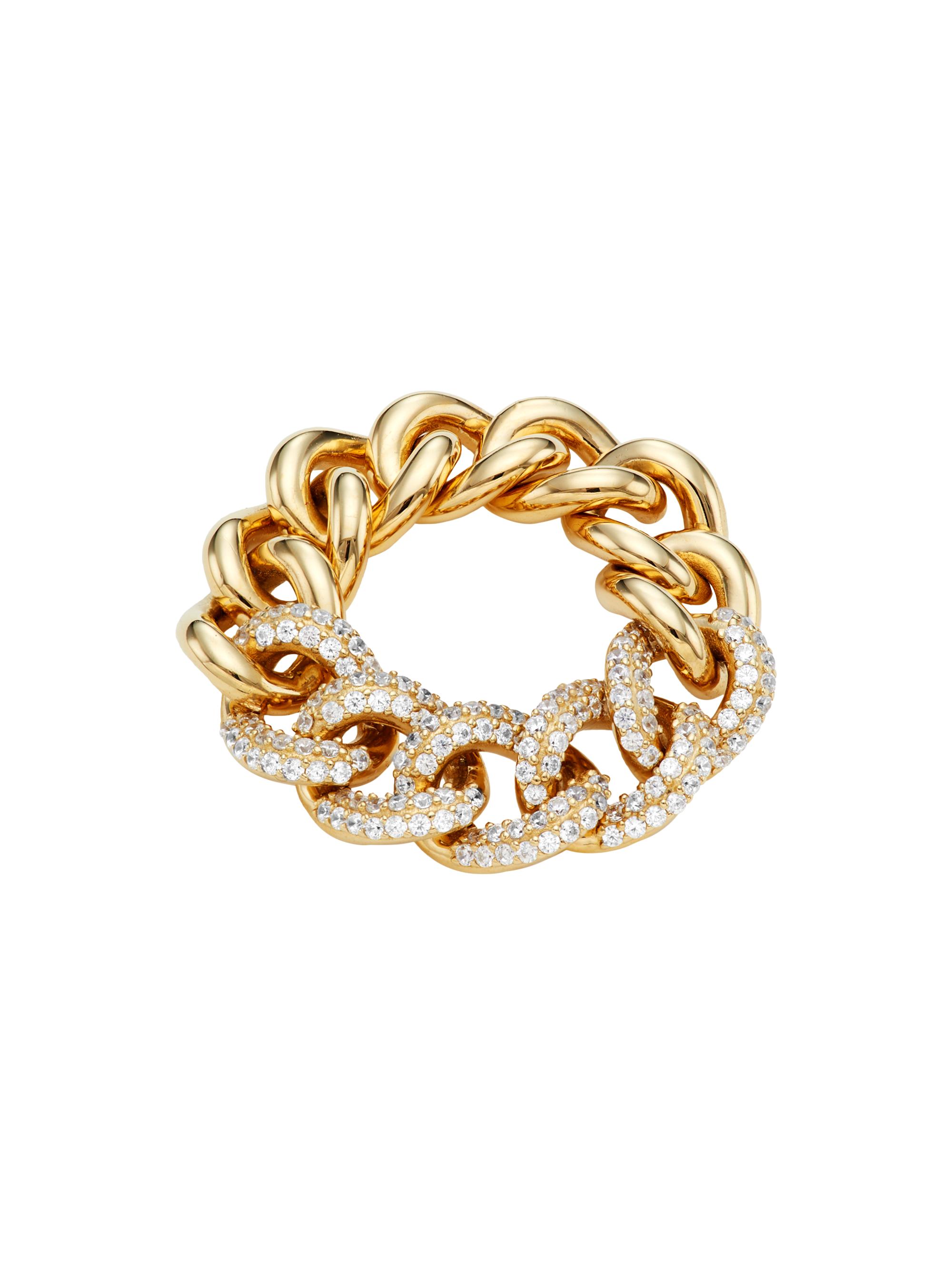 Adriana Orsini Women's Elevate 18K-Gold-Plated Cubic Zirconia Pavé Curb Chain Ring - Gold