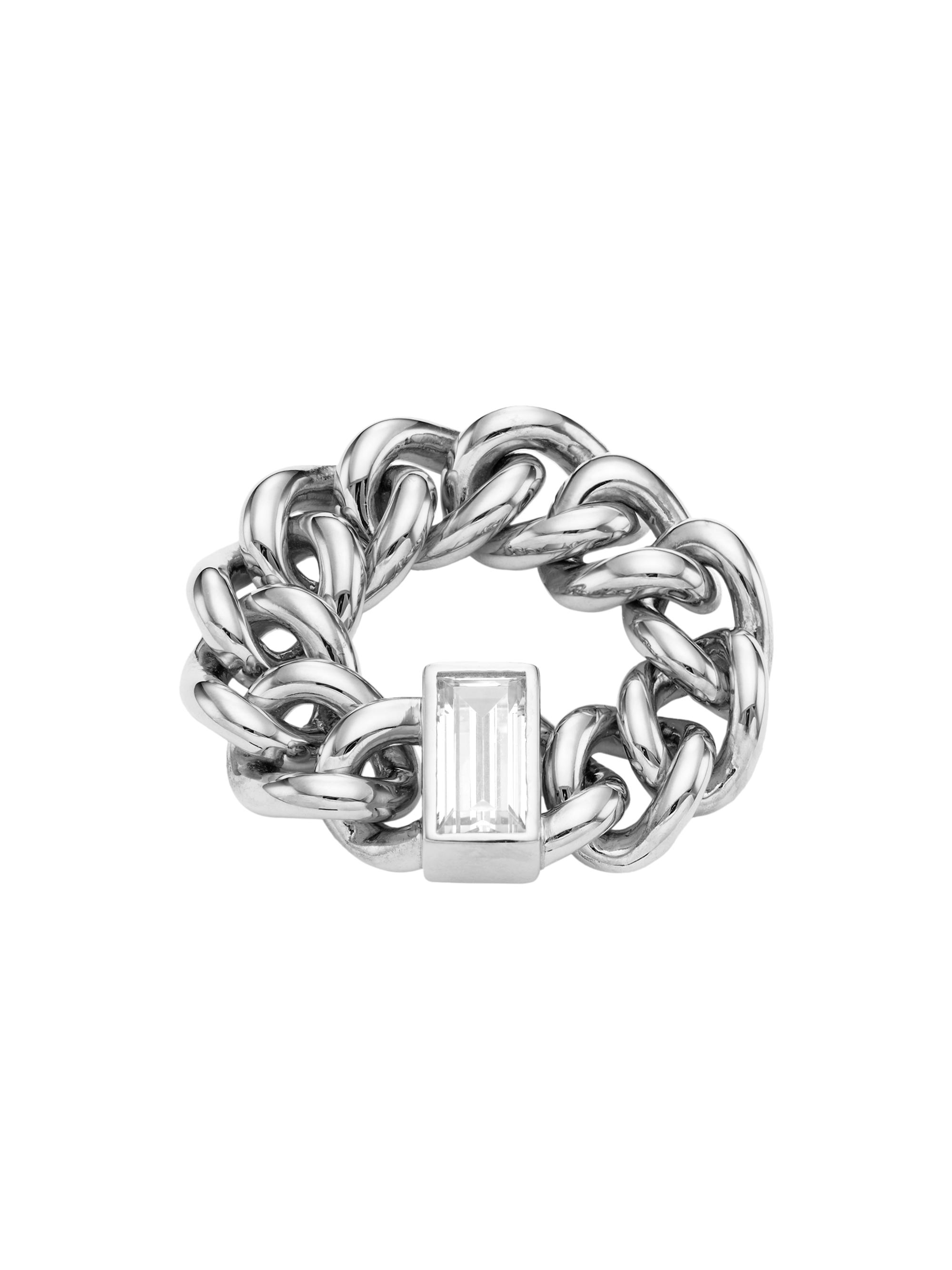 Adriana Orsini Women's Elevate Rhodium-Plated Cubic Zirconia Chain Ring - Silver
