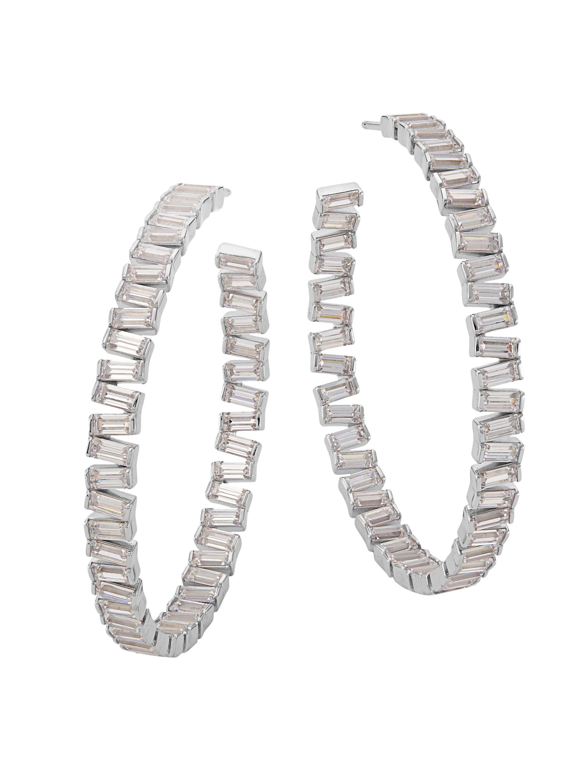Adriana Orsini Women's Revelry Sterling Silver & Cubic Zirconia Inside-Out Hoop Earrings - Silver
