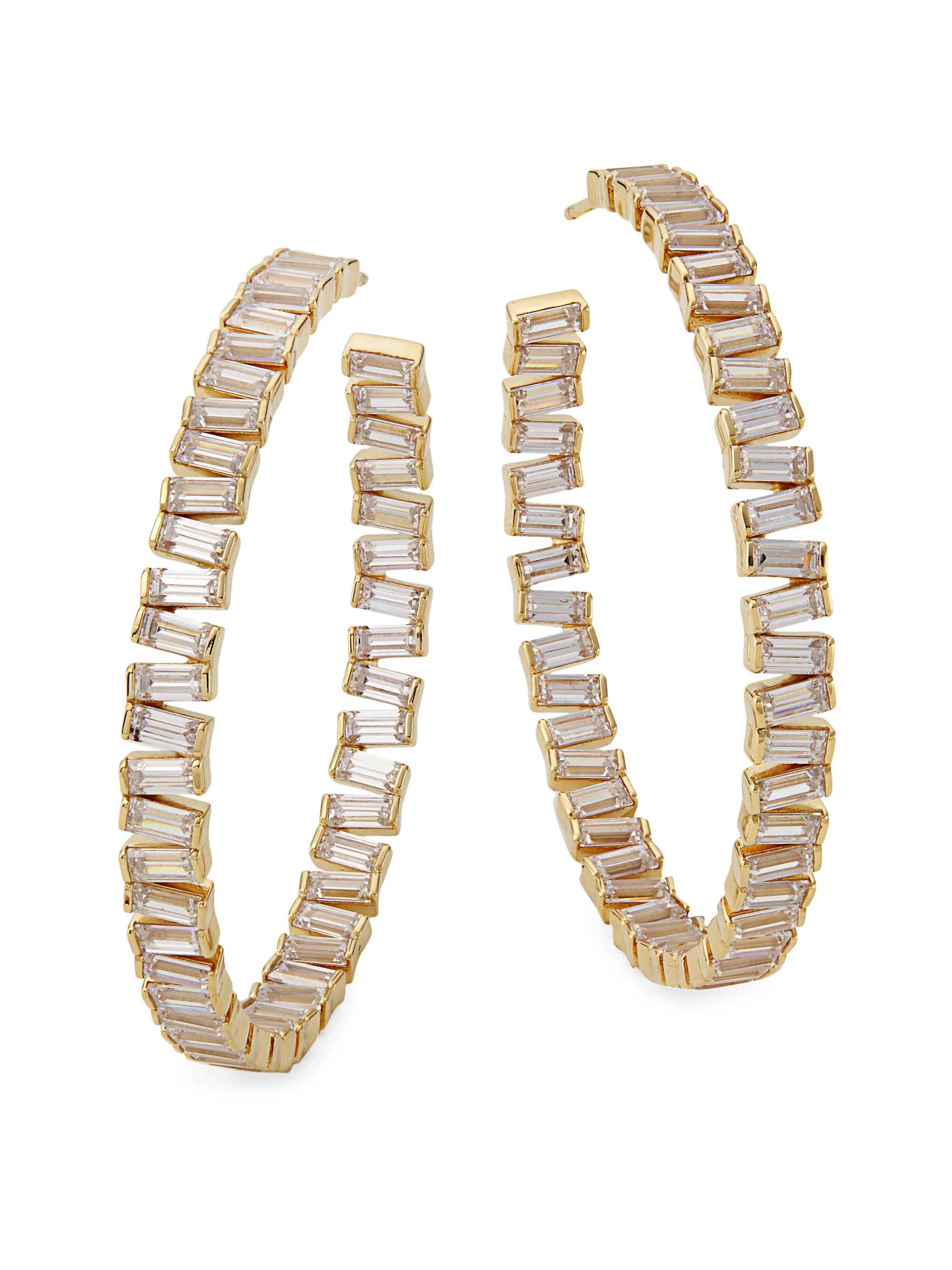 Adriana Orsini Women's Revelry 18K-Gold-Plated & Cubic Zirconia Inside-Out Hoop Earrings - Gold