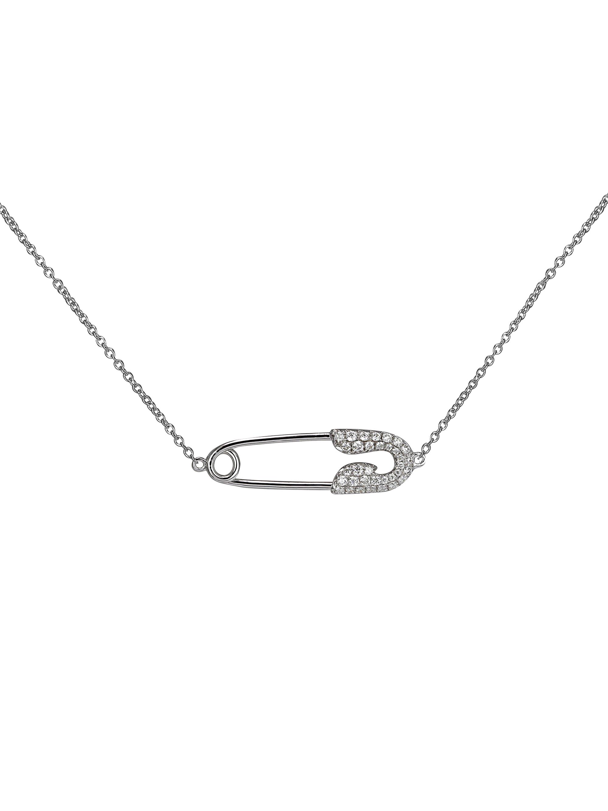 Jacob & Co. Women's Safety Pin 18K White Gold & Diamond Necklace