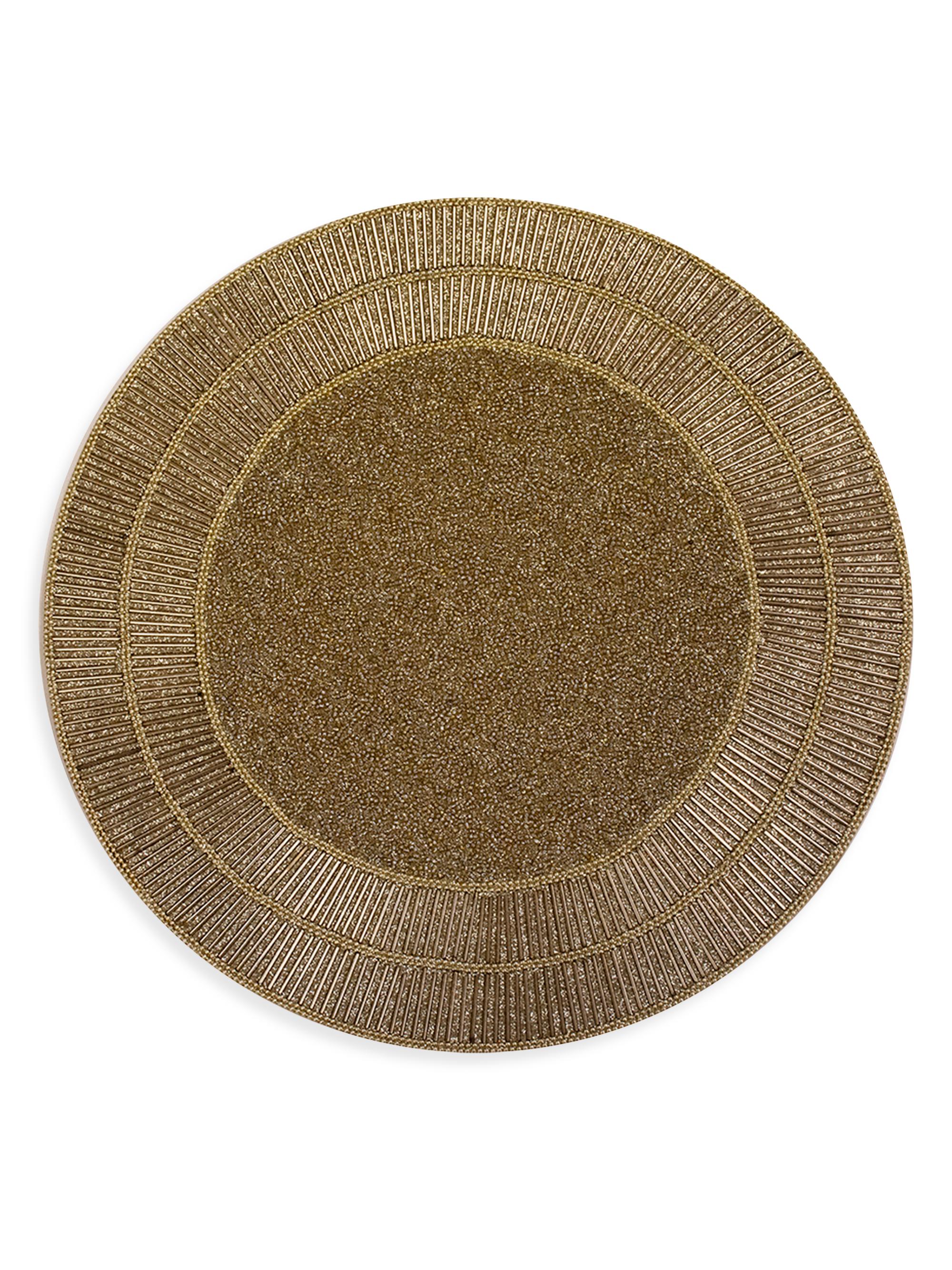 Nomi K Shine Round Beaded Placemat - Gold