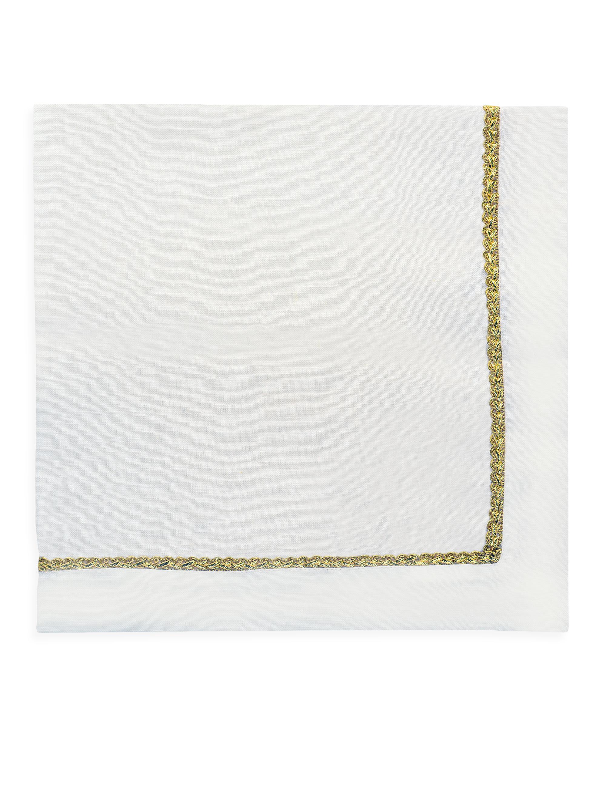 Nomi K Metallic Braided Rope Linen Napkin Set of 4 - Gold