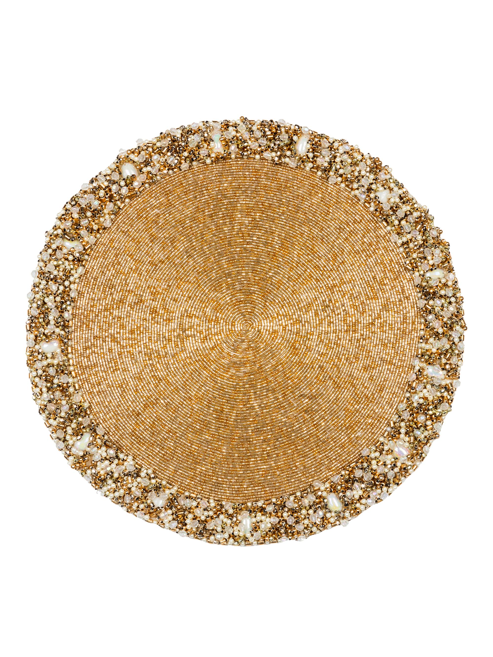 Nomi K Hand-Beaded Round Placemat - Gold