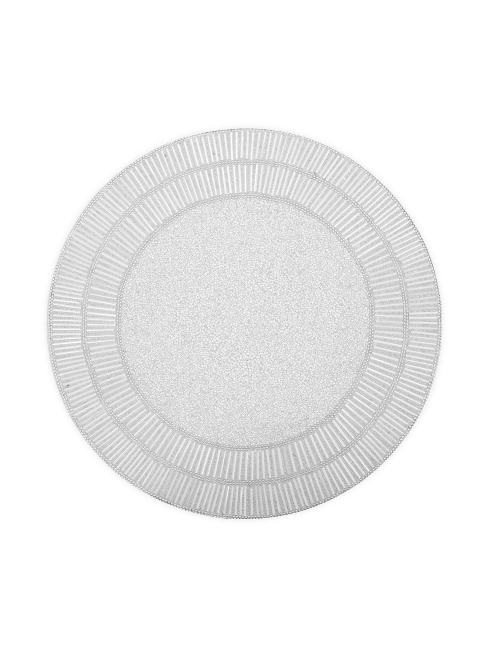 Nomi K Shine Round Beaded Placemat - White