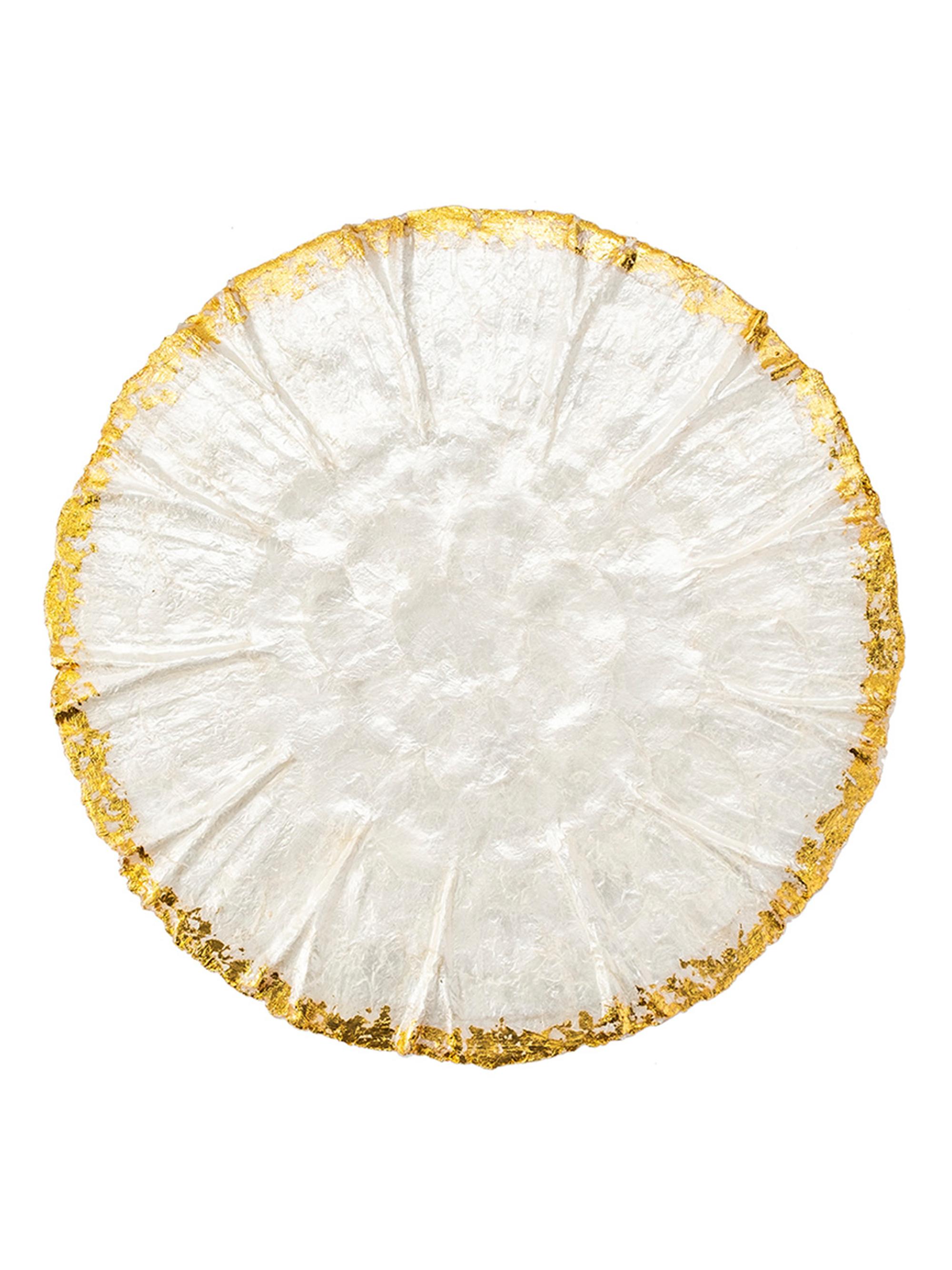 Nomi K Gold Rimmed Shell Round Placemat - Gold