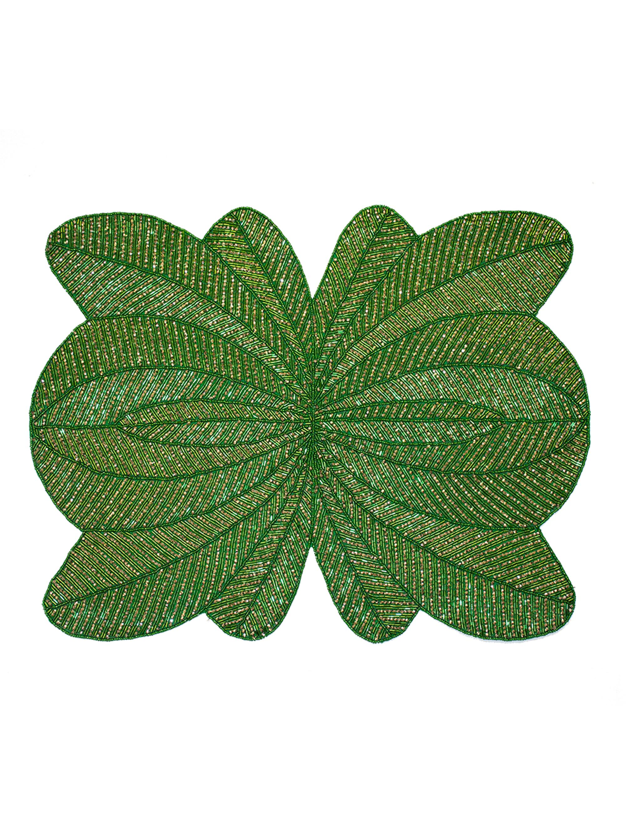 Nomi K Peacock Hand-Beaded Placemat - Green