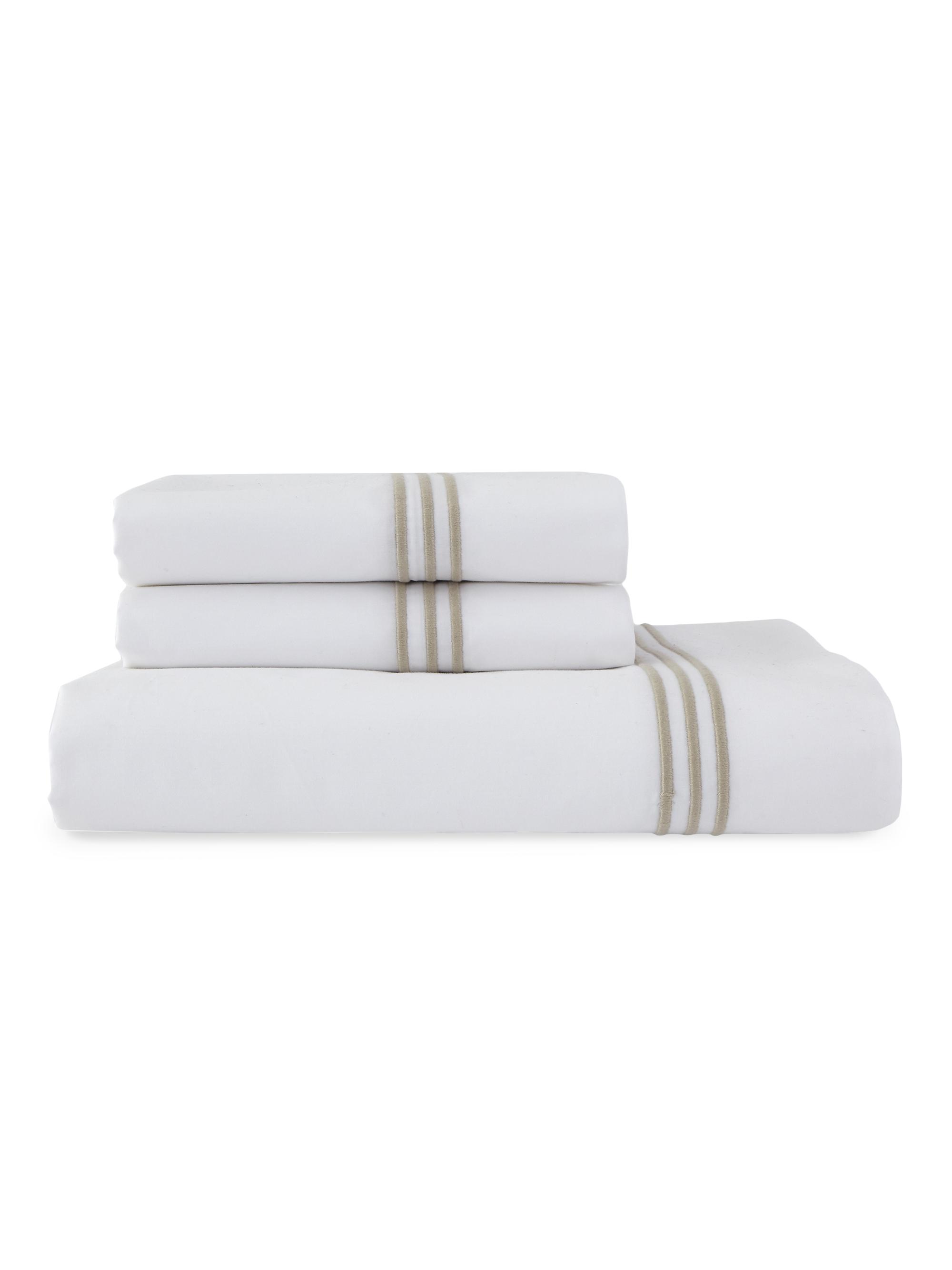 DownTown Company Madison Embroidered Pillowcases - White Taupe King