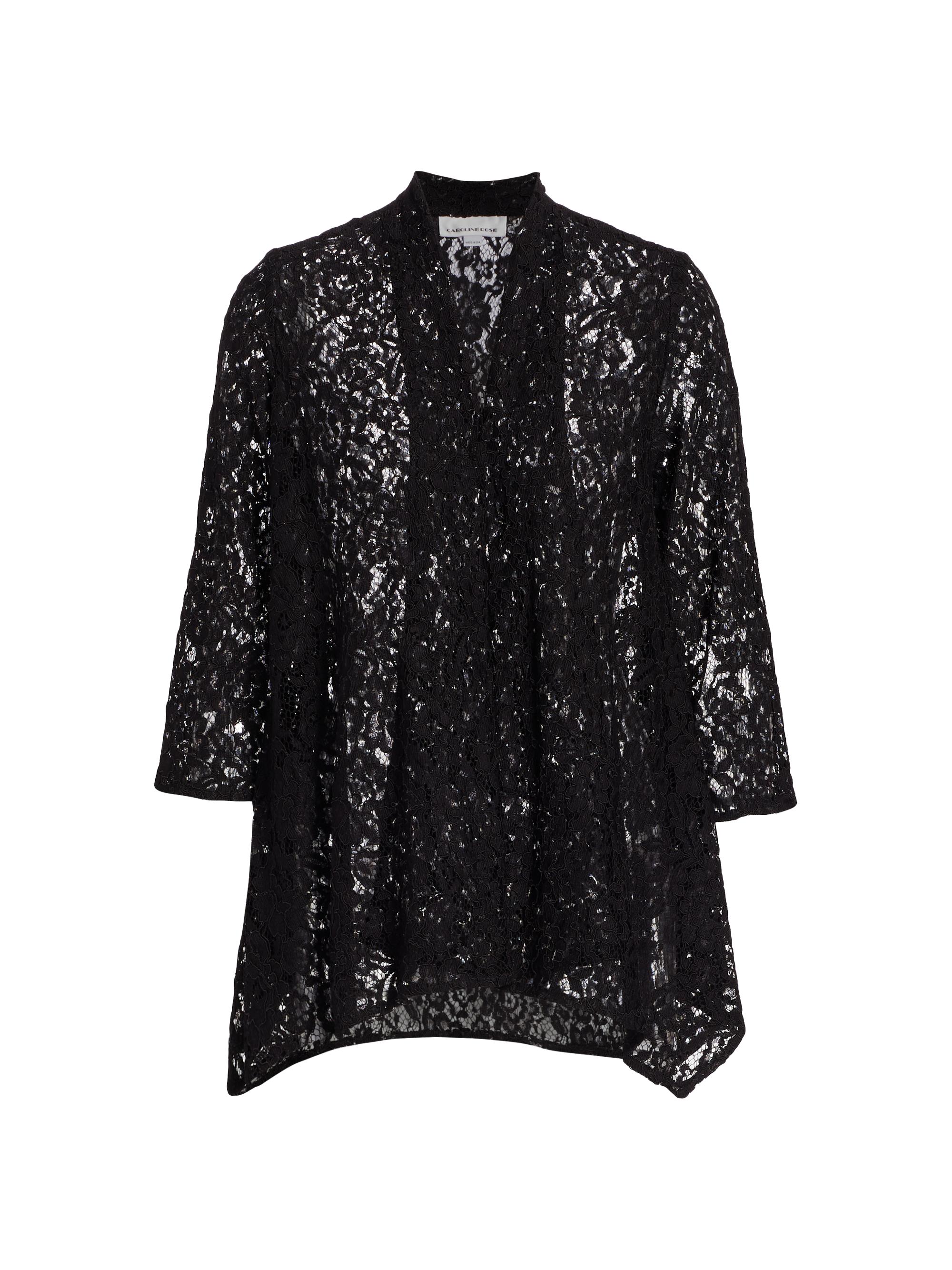 Caroline Rose Women's Flora Lace Swing Cardigan - Black